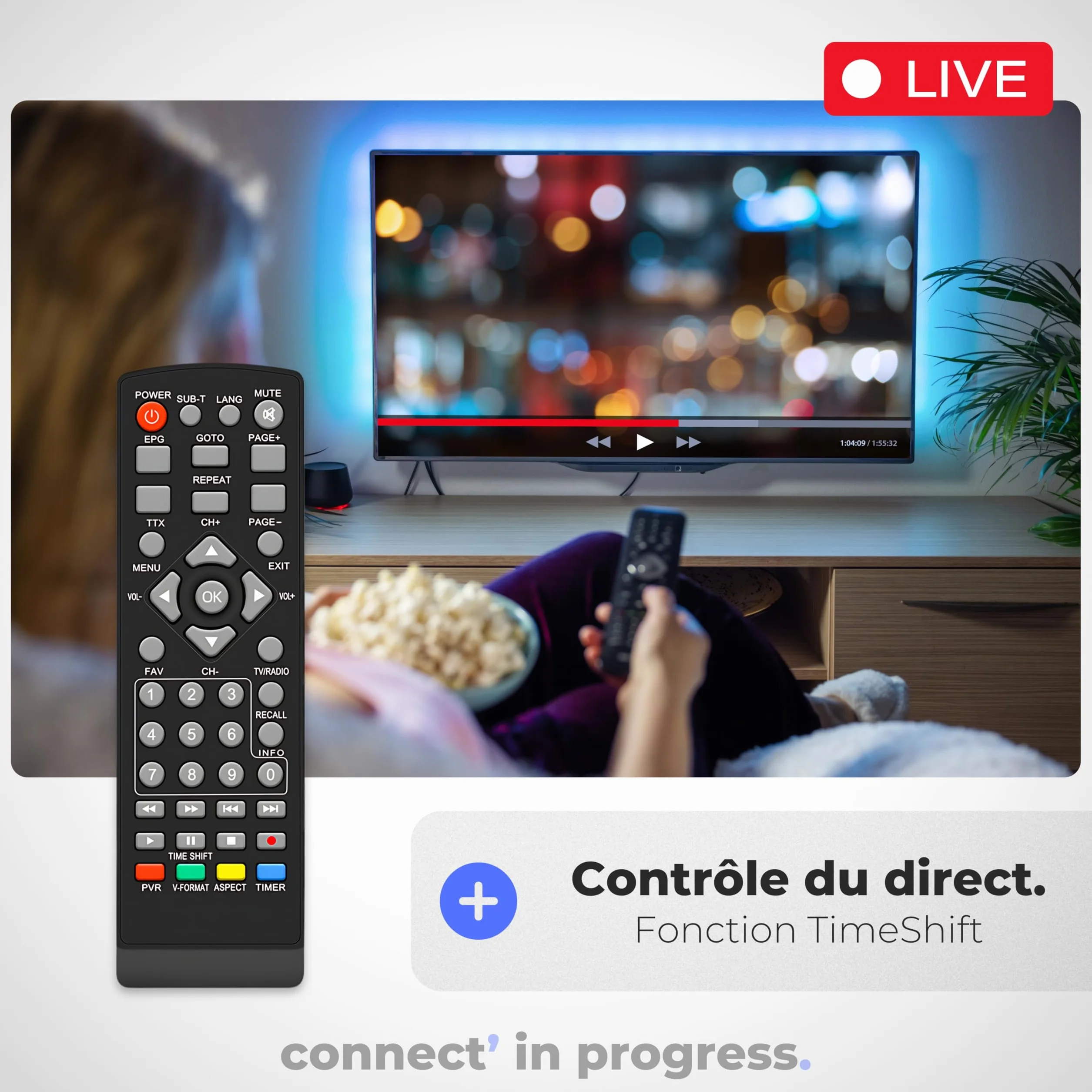 APM Dekoder TNT Full HD 1080p, tuner TNT H.265 HEVC, uproszczony pilot, demodulator DVB-T2 DVB-C Porty HDMI, SCART, USB, Coax. Darmowe kanały naziemne Francja Niemcy Hiszpania, 428002