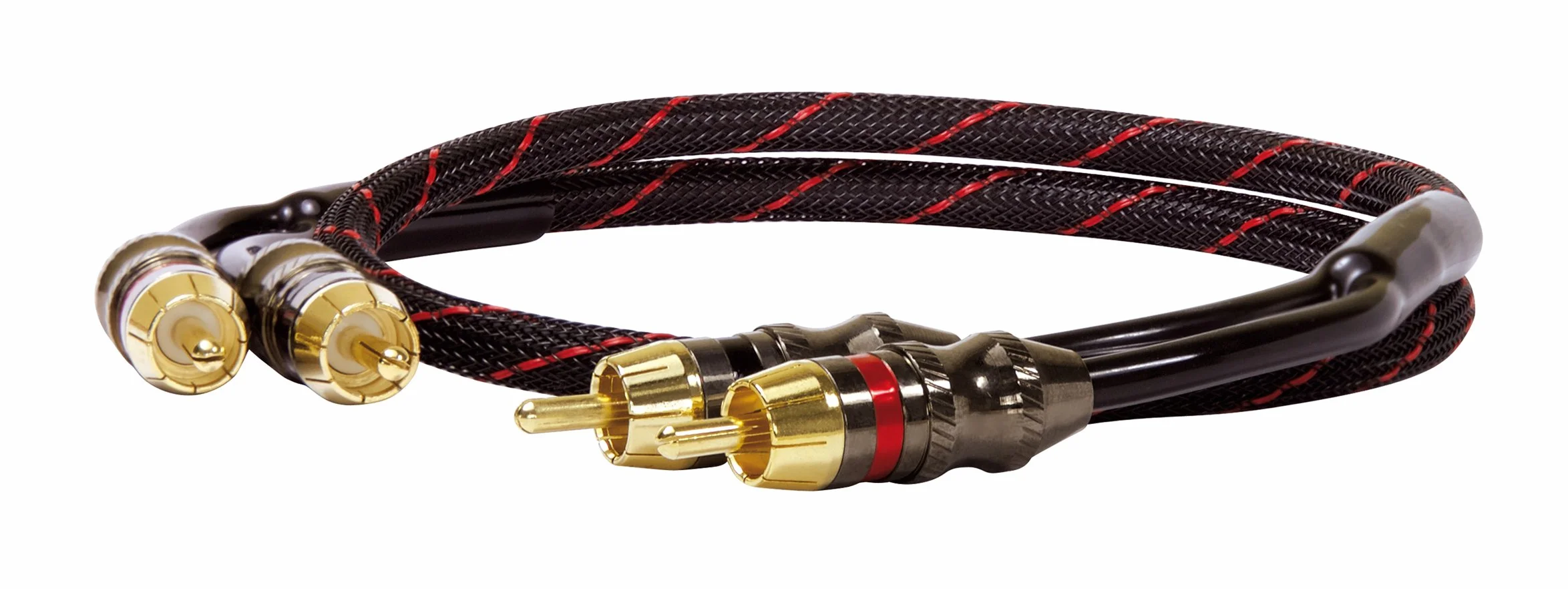 Dynavox Perfect Sound kabel stereo cinch, pozłacane styki, nadaje się do urządzeń audio ze złączami cinch, takich jak wzmacniacz, odtwarzacz CD, odbiornik AV, kolor czarny/czerwony, długość 0,5 m