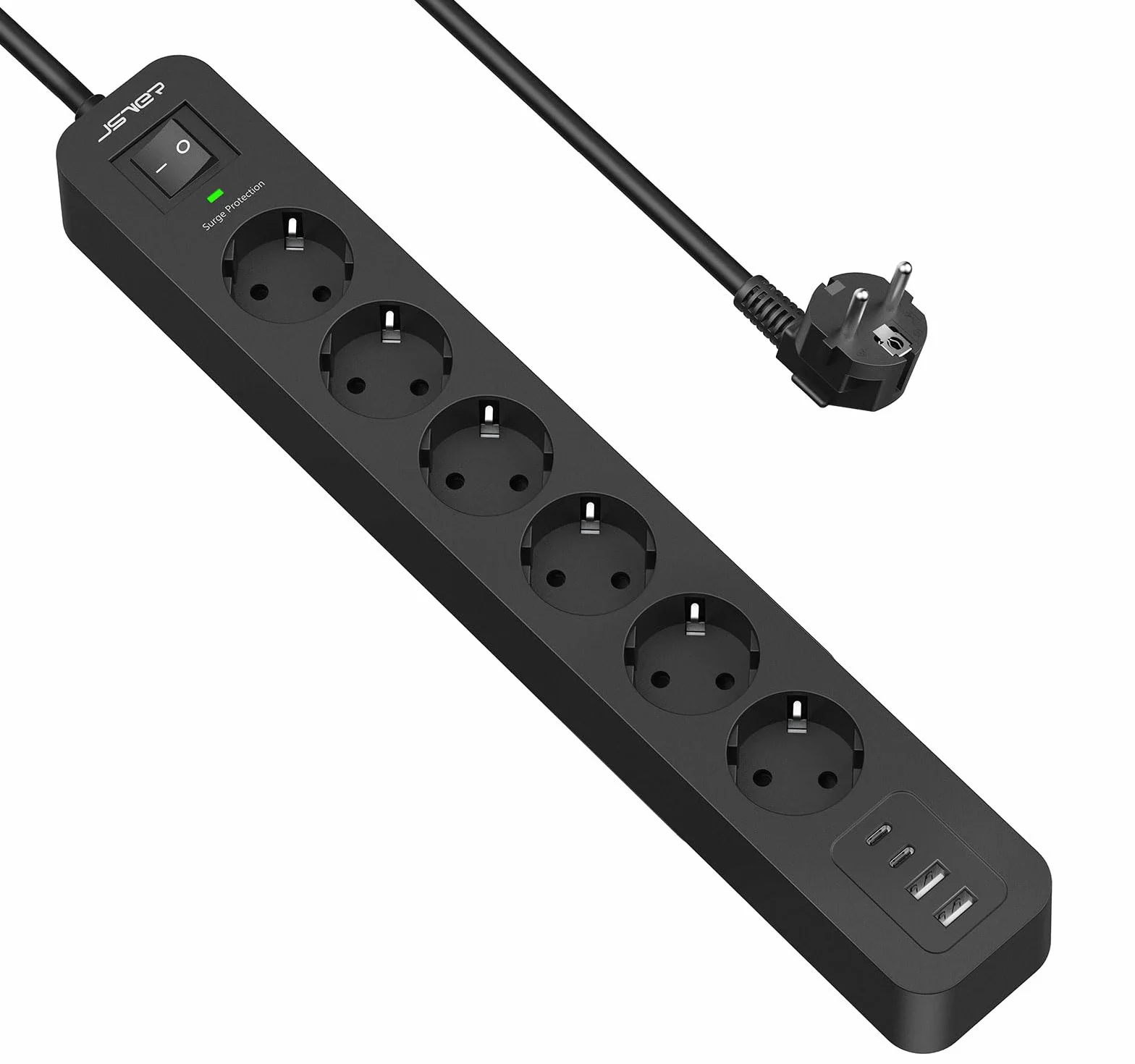 Listwa Zasilająca Surge Protector 6 Gniazd 4 Porty USB 5V3.4A 2M Czarna