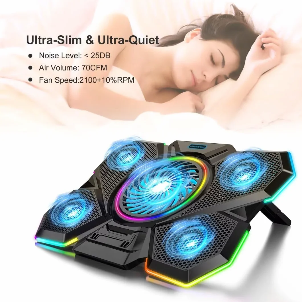 LIANGSTAR Podkładka chłodząca 5 wentylatorów 12-17 cali RGB USB