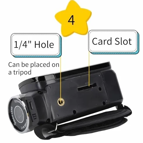 Kamera Wideo, 16x 1080P 30FPS Vlogging Camera Recorder z 2,7-calowym Obrotowym Ekranem TFT, światłem Wypełniającym, Wbudowanym Głośnikiem, obsługą 32 GB, na ślub w Podróży (Czarny)
