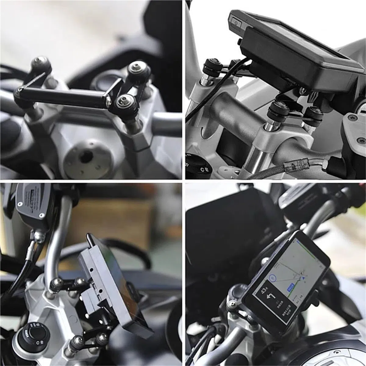 Uchwyt do nawigacji GPS Uchwyt na nawigację GPS motocyklową 12 mm z ładowaniem bezprzewodowym do telefonu, pasujący do BMW F750GS F850GS F800GS F700GS R1200R Motocyklowy uchwyt do nawigacji(C)