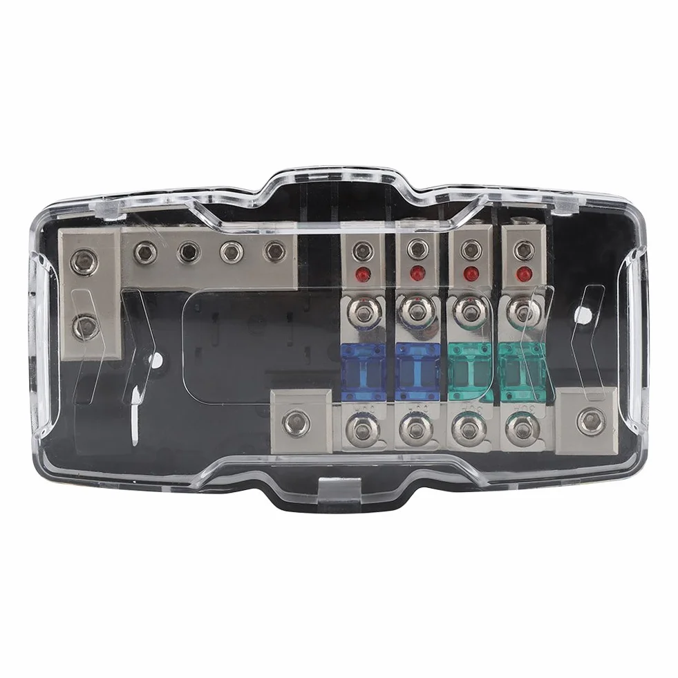 Uchwyt bezpiecznika i bezpieczniki 80 A, samochodowy uchwyt bezpiecznika stereo ANL Blade bloki dystrybucji 0/4 GA 4-drożne bezpieczniki pudełko blokowe 30 A 60 A