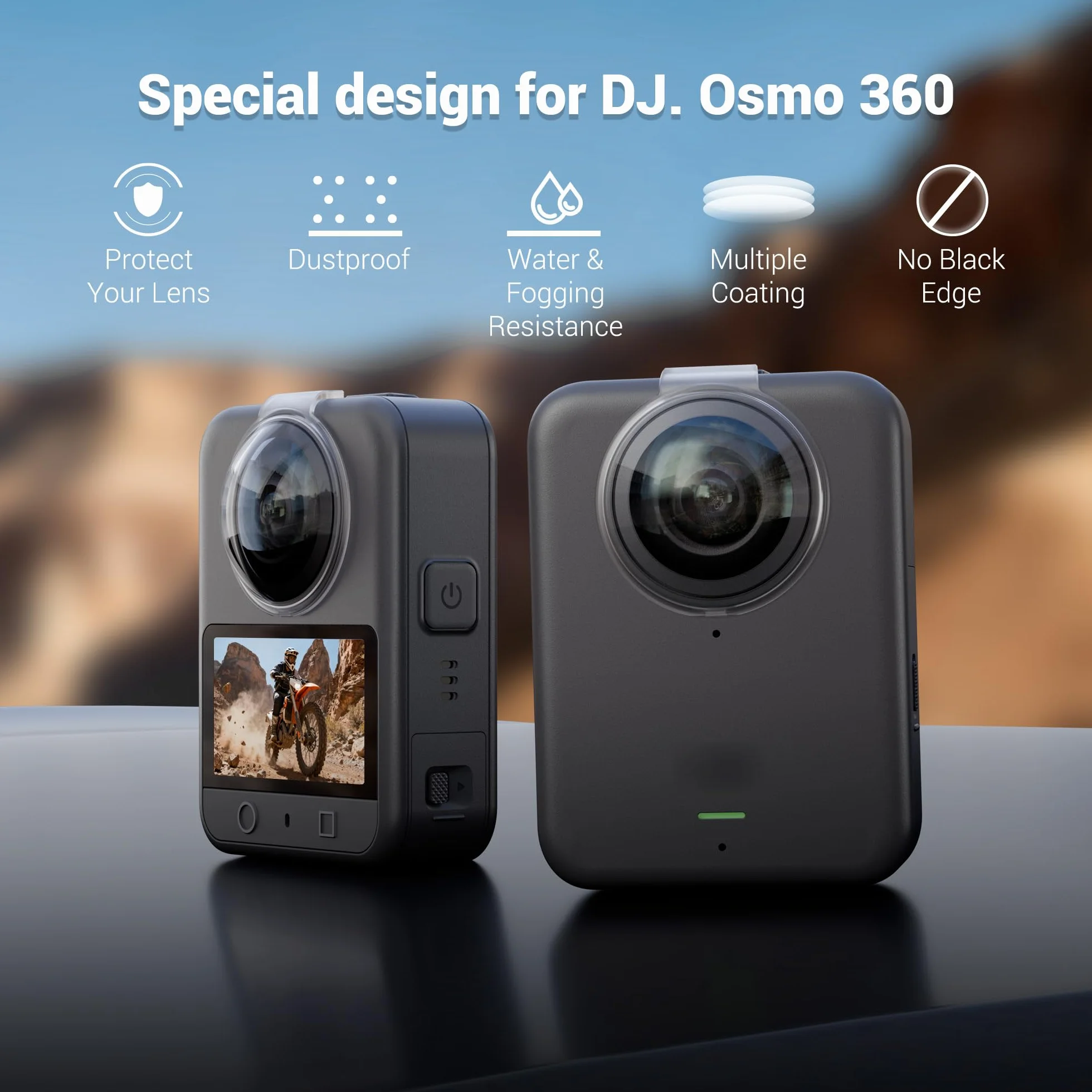 Osmo Zestaw osłon obiektywu 360, 2 szt. osłon obiektywu do DJI Osmo 360, odporne na zarysowania, zestaw osłon ochronnych aparatu Osmo360 ze ściereczką do czyszczenia vlogowania i nagrywania wideo
