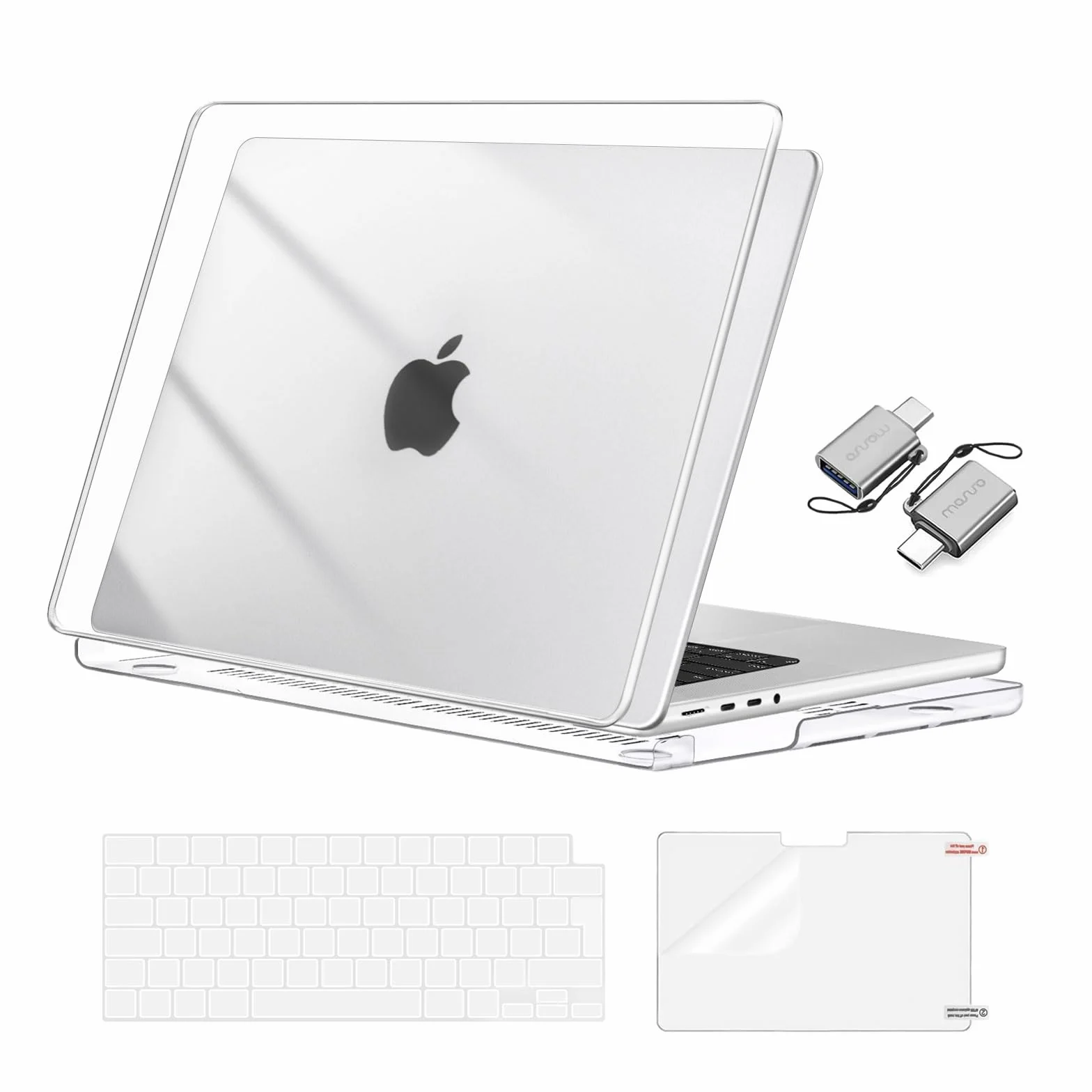 MOSISO Etui kompatybilne z MacBook Pro 16 cali 2025 2024 2023 2022 2021 M4 M3 M2 M1 A3403 A3186 A2991 A2780 A2485 Pro Max, twarda obudowa, skóra klawiatury i folia ekranowa oraz adapter typu C,