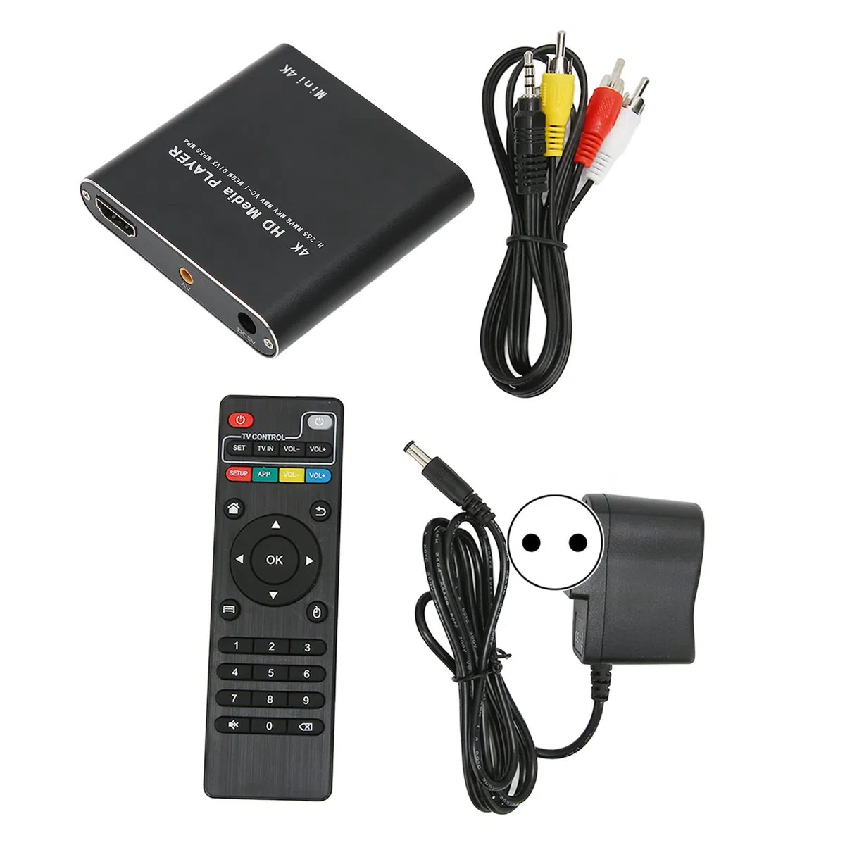 Odtwarzacz multimedialny, odtwarzacz wideo 4 GB 4K ze stopu aluminium o wysokiej rozdzielczości Plug and Play dla USB(Wtyczka UE)