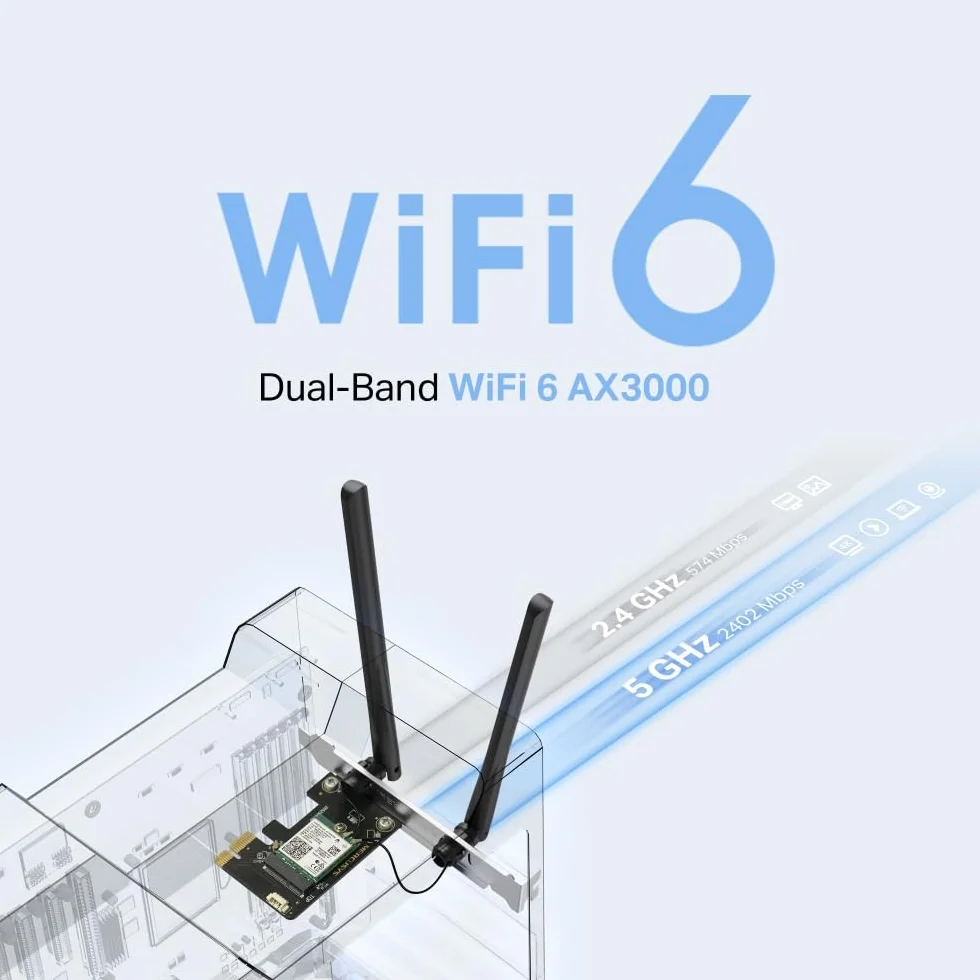 MERCUSYS Adapter TP-Link MA80XE PCIe AX3000Mbps WiFi 6 Bluetooth 5.2, chipset Intel Wi-Fi 6, WPA3, MU-MIMO, OFDMA, karta WiFi na stałe, obsługuje Windows 10, 11