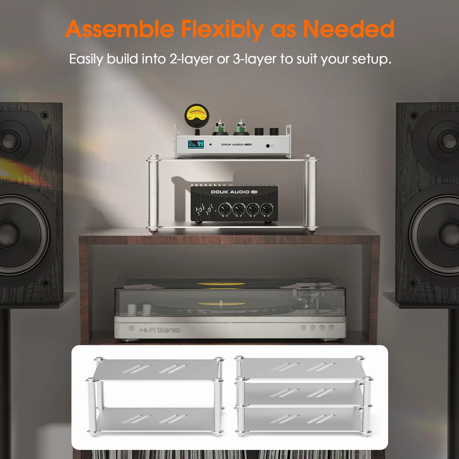 Douk Audio stojak na wzmacniacz aluminiowy wentylowany do kina domowego HiFi AV