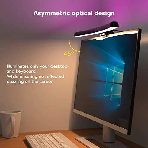 Lampa Monitora Komputerowego, Zakrzywiony Pasek świetlny Monitora do Pielęgnacji Oczu, ściemnianie Dotykowe, Brak Odblasków Ekranu, Efekt Rgb, Lampa Komputerowa LED USB C do Biurka
