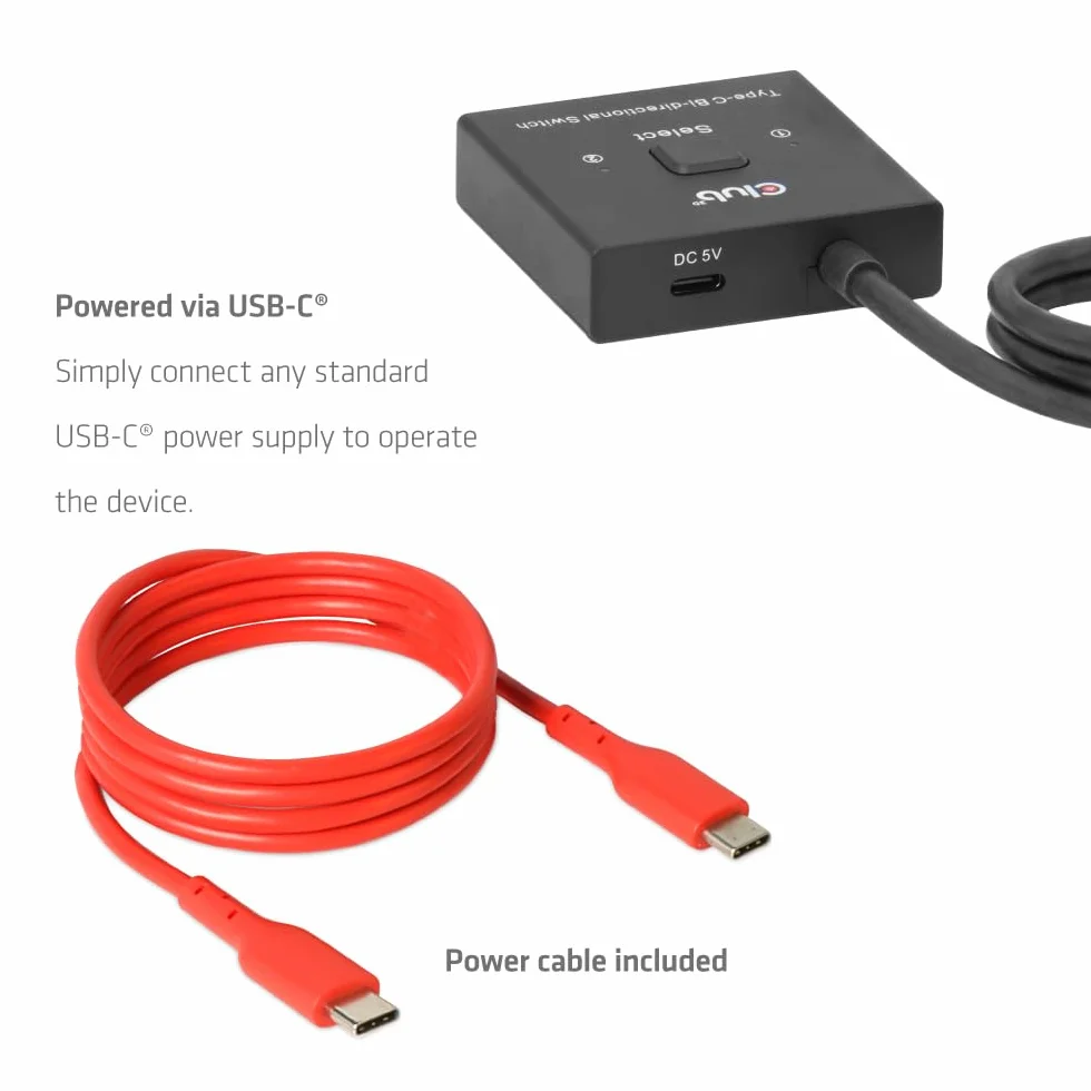 Club3D CSV-2511 USB-C dwukierunkowe wideo dane PD Switch