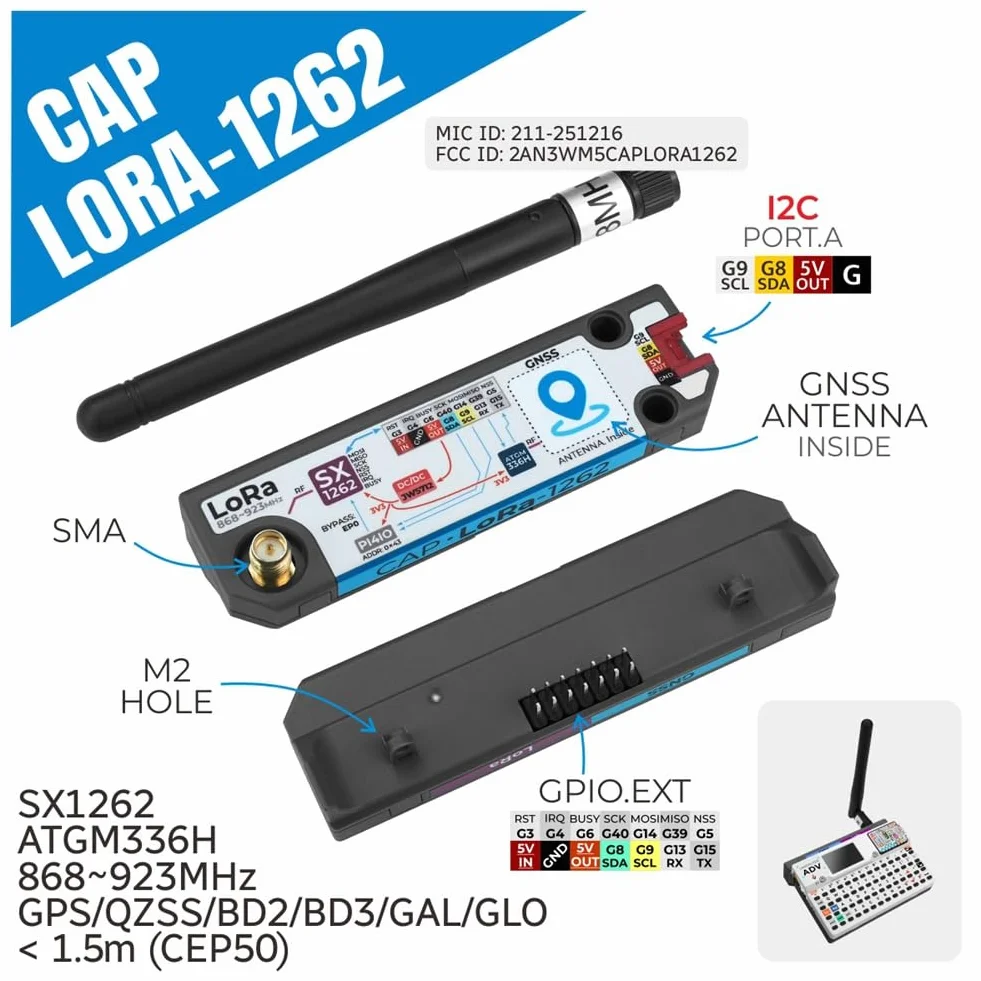 Dla Cardputer Adv SX1262, ATGM336H Cap LoRa 1262 LoRa+ moduł GPS GNSS dla Meshtastic