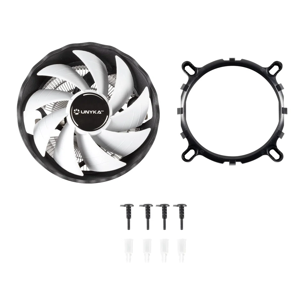 Unykach Radiator procesora Jotun DF 120 White, Ultra cicha stożkowa konstrukcja z 9 łopatkami, biały wentylator i uniwersalny multijack kompatybilny z tłumem procesorów