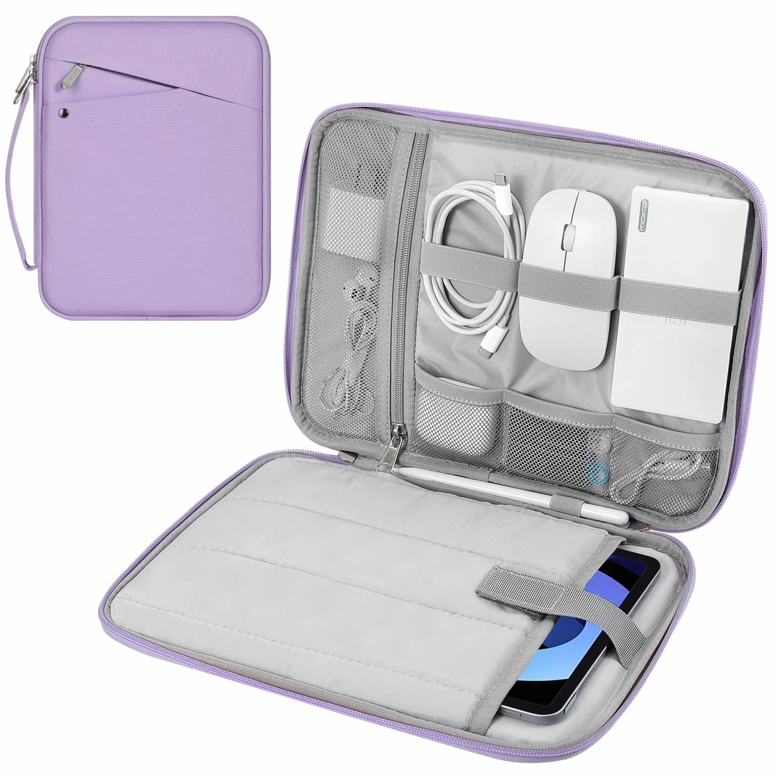 MoKo 9-11 Inch Tablet Sleeve Carrying Case with Handle, Padded Protective Travel Bag for New 11 inch iPad Air M3 2025, iPad A16 11", iPad Pro 11 M4, iPad 10/9/8/7th, Tab S9/S8 11, Purple