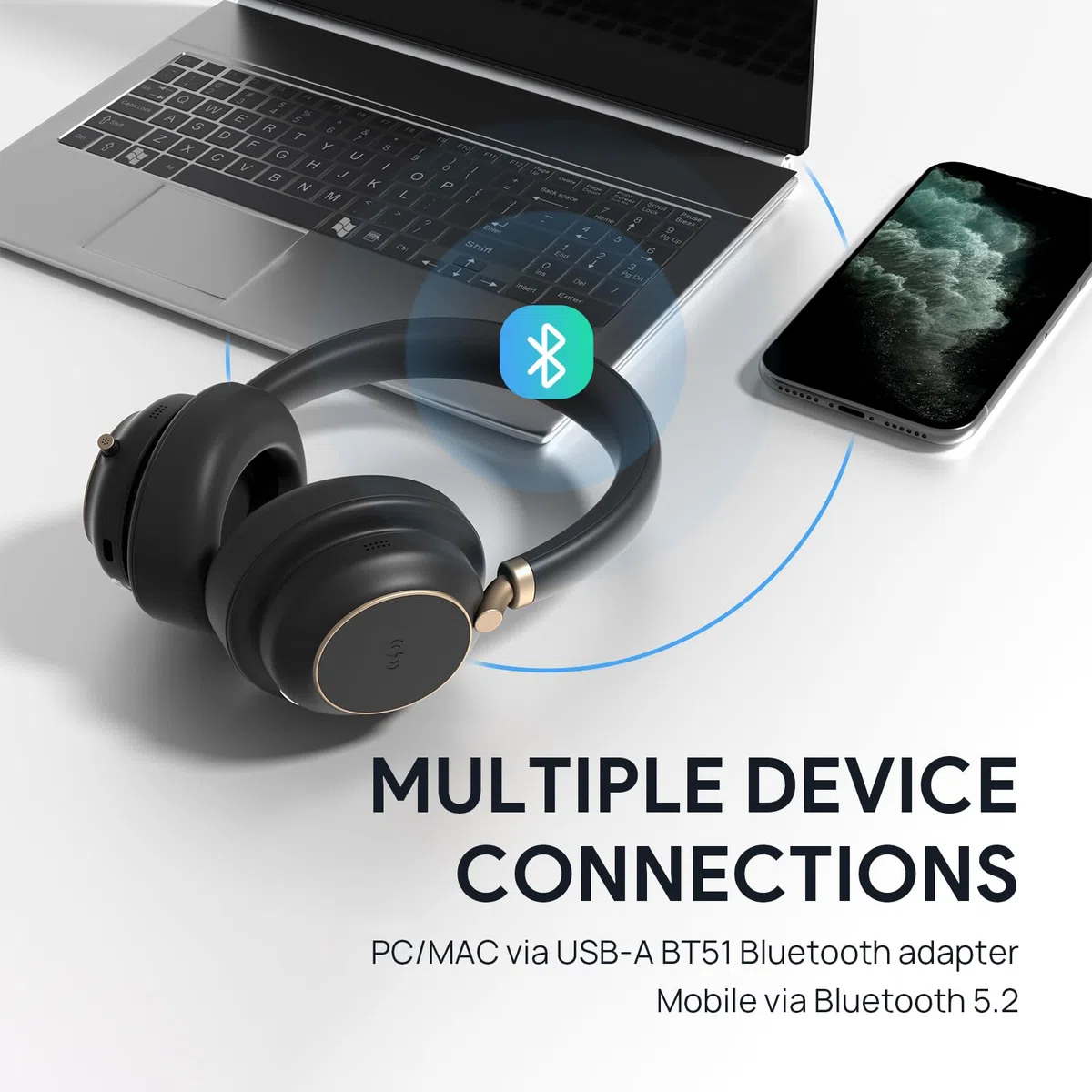 Yealink BH76 Plus zestaw słuchawkowy Bluetooth z redukcją szumów do pracy, zestawy słuchawkowe ANC z mikrofonem, wysuwane ramię mikrofonowe, słuchawki z certyfikatem zespołu