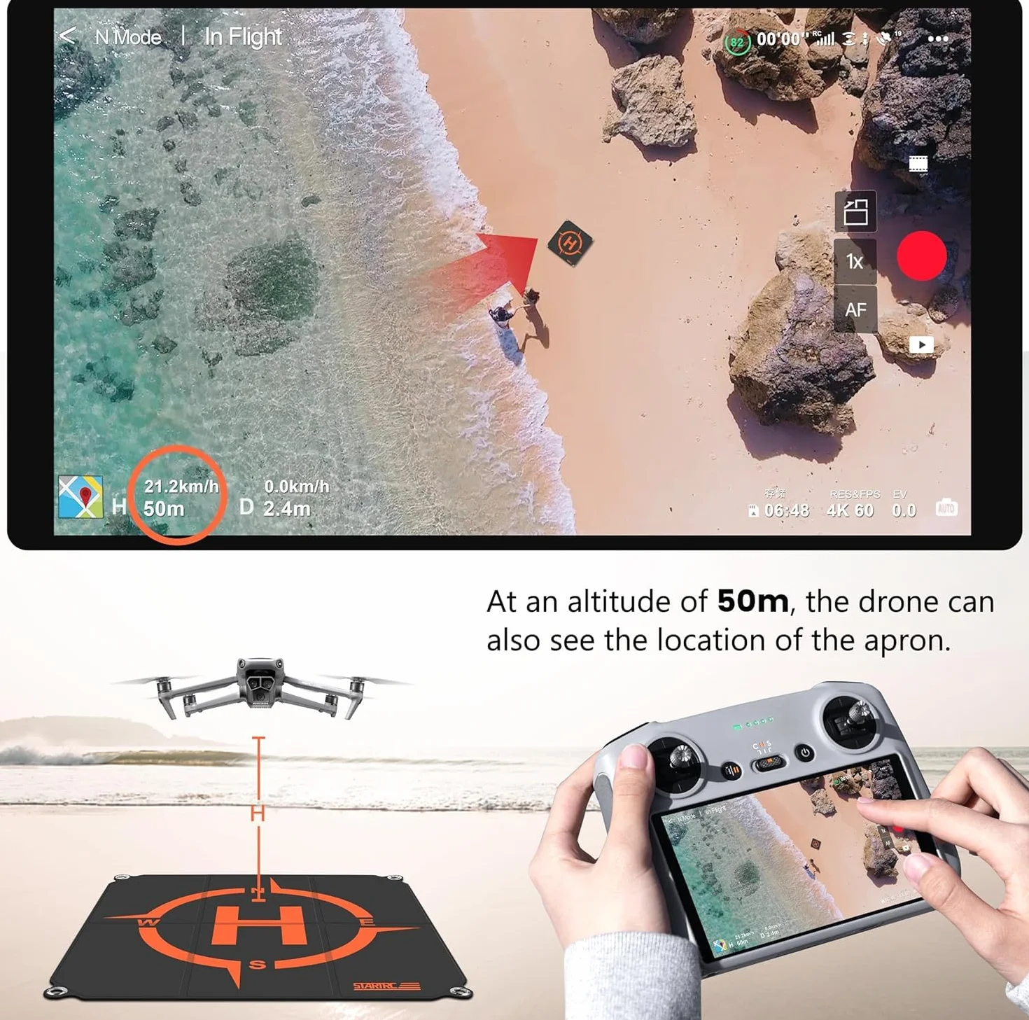 STARTRC Profesjonalna podkładka do lądowania dronem, uniwersalna, wodoodporna, przenośna, składana, dla DJI Neo/Mini 4 Pro/Mini 4K/Holy Stone/RC Quadcopters, 55 cm