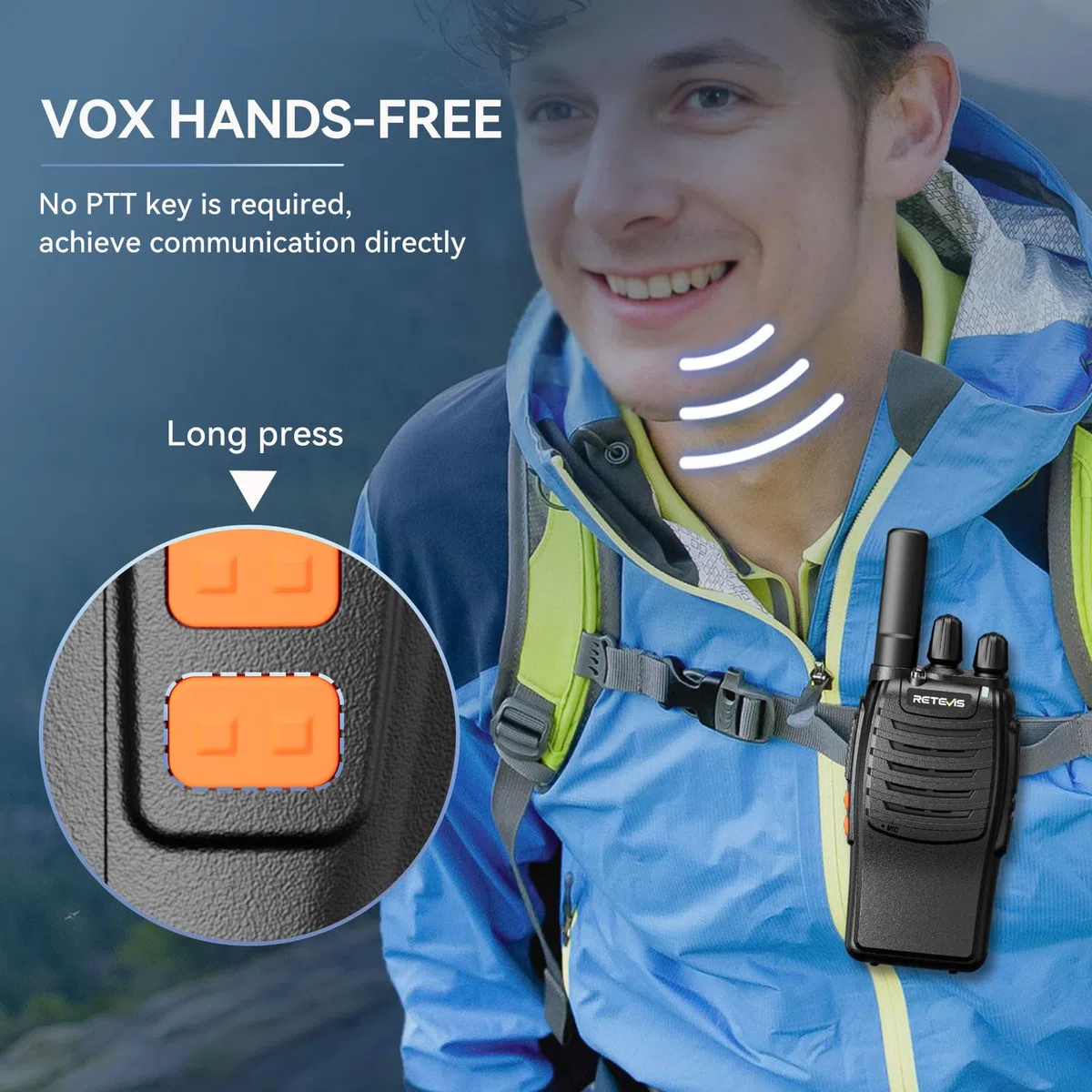 Retevis H777 Przenośny Krótkofalówka, PMR446 Bez Licencji Krótkofalówki Akumulatorowe 1000mAh, USB C, VOX, Latarka LED, Krótkofalówka Aldult dla Rodziny, Jazda na Rowerze (Czarny, 2 Szt.)