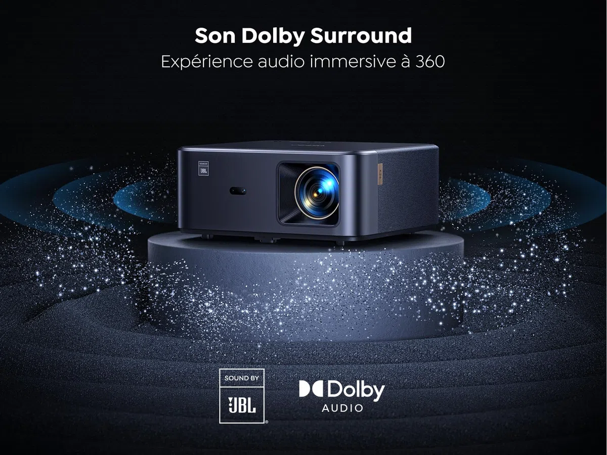 YABER Projektor FHD, wbudowany klucz do telewizora, Bluetooth K2s 800 ANSI WiFi6, dźwięk przez JBL/Dolby Audio, obsługiwany przez Native 1080P 4K, automatyczne ustawianie ostrości i keystone, LED