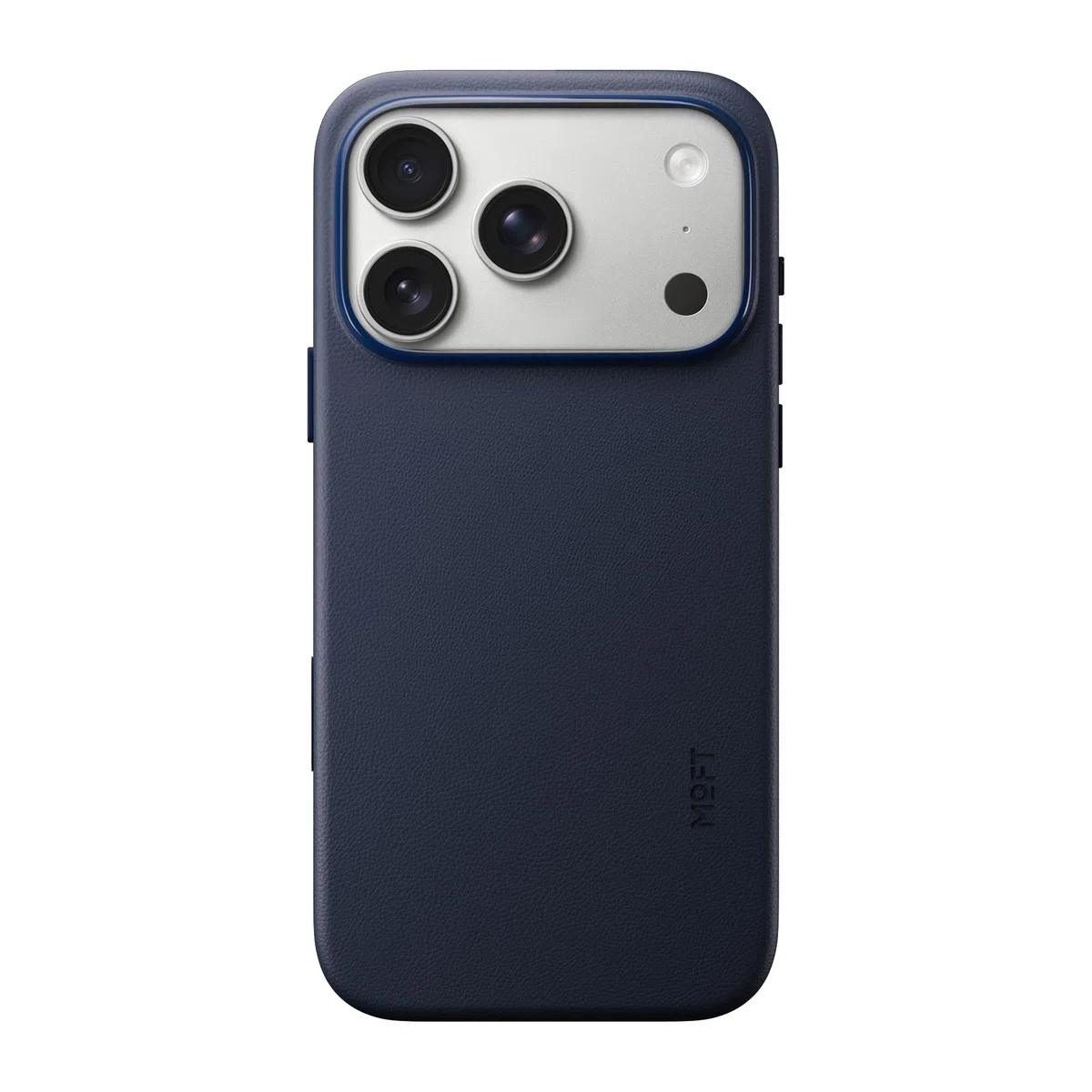 MOFT MOVAS wegańskie etui na telefon iPhone 17 Pro, etui skórzane, magnetyczne etui, miękkie uderzenia, zachowanie koloru, odporne na plamy, łatwe do czyszczenia, granatowe