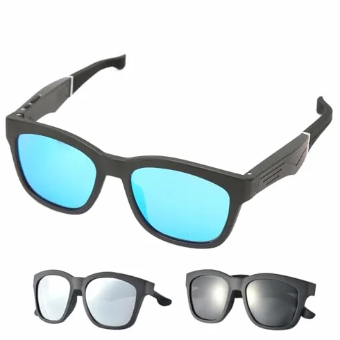 Okulary Bluetooth 5.0 na Przewodnictwo Wbudowanym Mikrofonem i Głośnikami, Inteligentne Okulary Bluetooth z Filtrem światła Niebieskiego Soczewki do Wszystkich (Czarny)