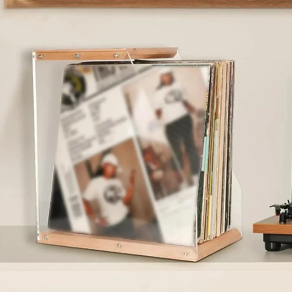 Pudełko do przechowywania płyt CD Uchwyt do przechowywania płyt stołowych Skrzynka na płyty LP Stojak książki, albumy, czasopisma płytach CD na studia
