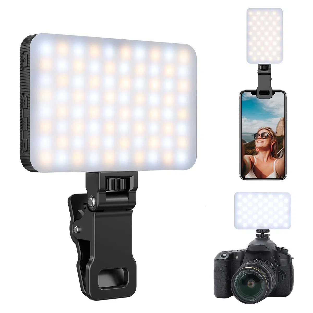 Ma King Lampa do selfie LED Clip 3 tryby kolorów Int Light Sensor Akumulator 2000 mAh Do wideokonferencji/TikTok na żywo