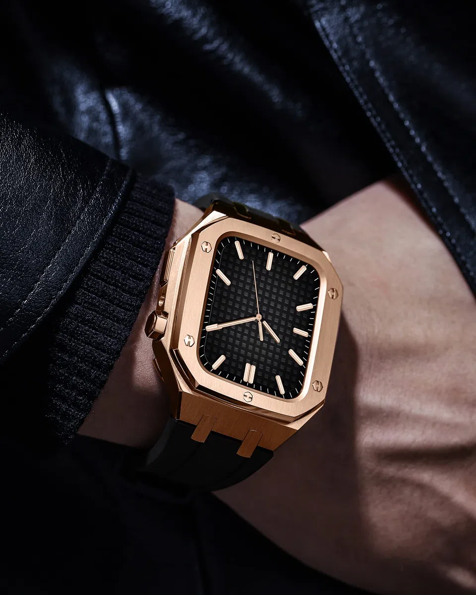 Do Apple Watch Mod Kit wytrzymała obudowa ze stali nierdzewnej z paskami do Apple Watch serii 7 (45 mm) i serii 6/SE/5/4 (44 mm) akcesoria do modów, 44MM FOR 6/5/4/SE, Agat