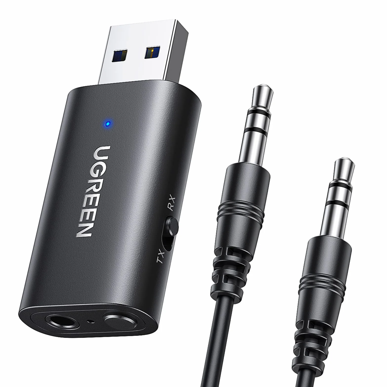 UGREEN 5.1 Adapter Bluetooth 2 w 1 gniazdo nadajnika Bluetooth i odbiornik Bluetooth Audio z kablem Aux 1 m do słuchawek telewizor samochodowy TV PC Laptop Tablet głośnik