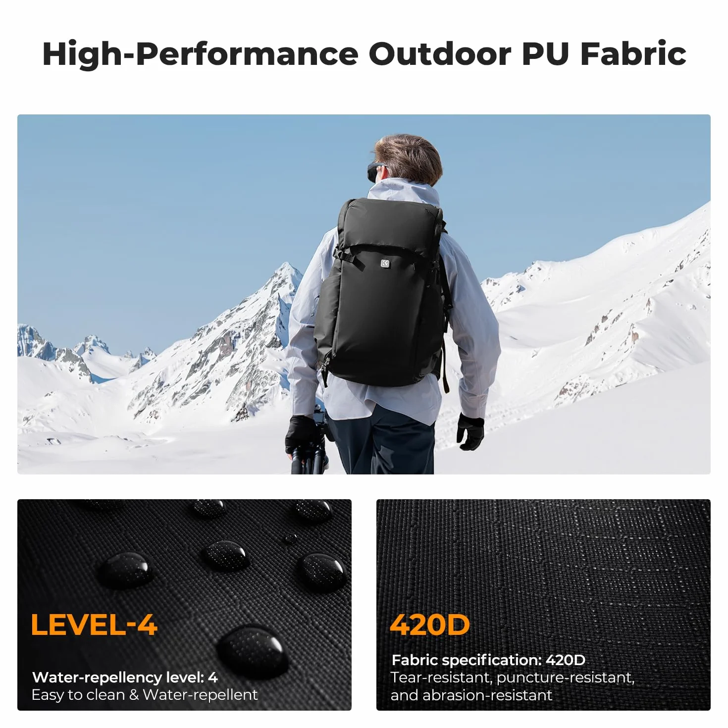 K&F Concept Plecak na aparat 30 l, profesjonalny, duży plecak fotograficzny, wodoszczelny, plecak podróżny na lustrzankę cyfrową, statyw/kask, do laptopa o przekątnej ekranu 15", nadaje się do