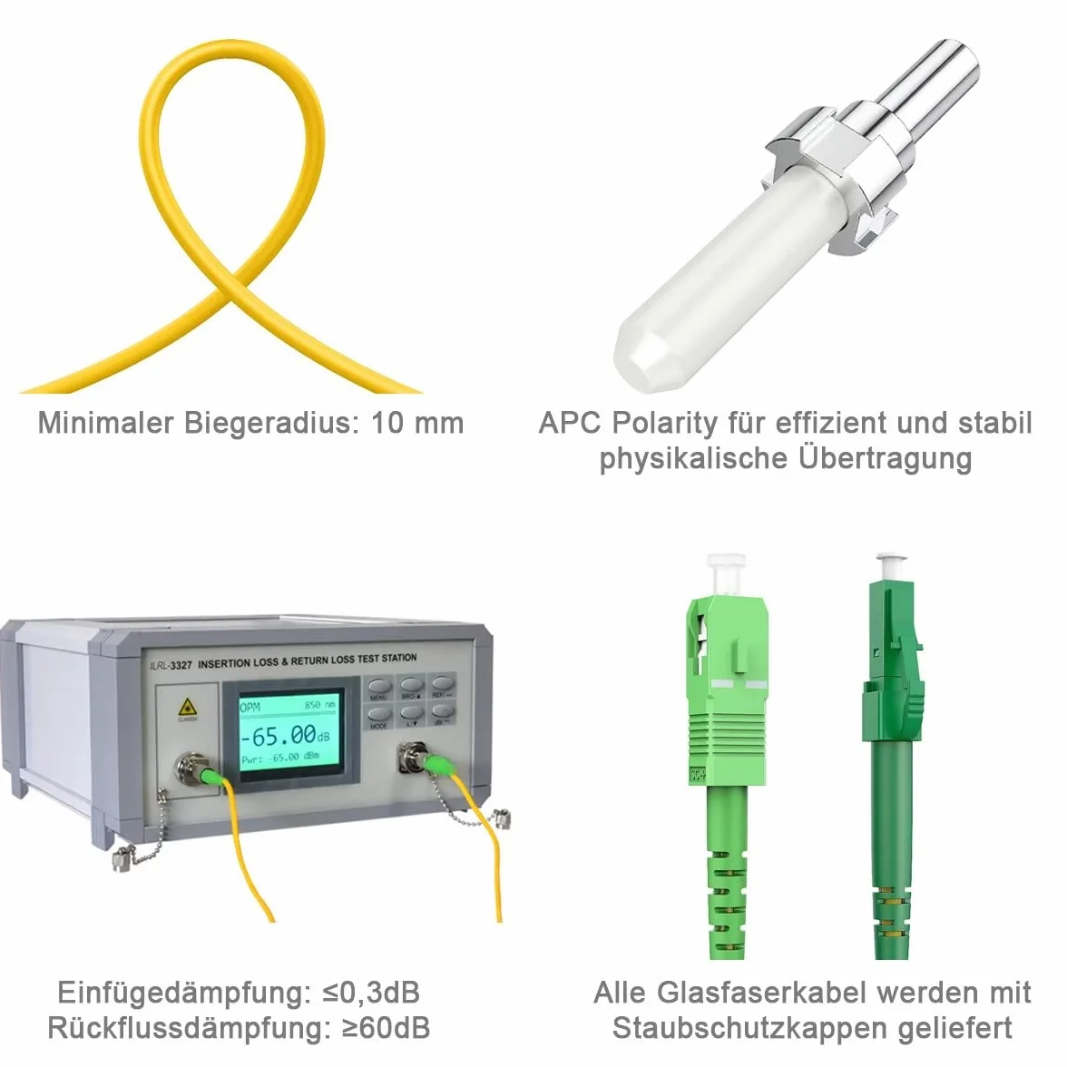 Kabel światłowodowy SC/APC do LC/APC OS2 Singlemode 9/125 μm LSZH FTTH 2 m