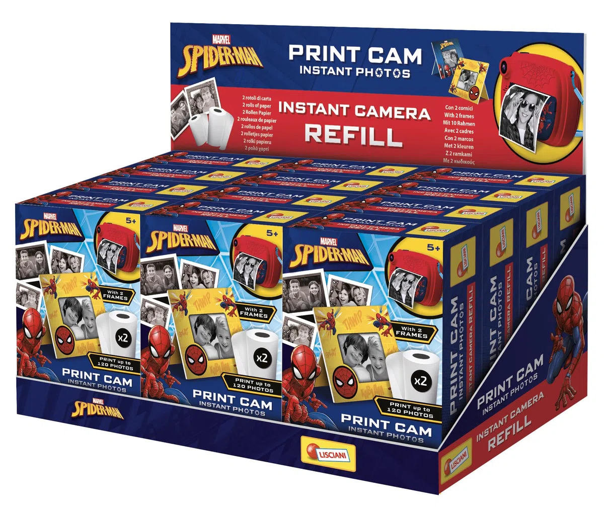 Lisciani wkłady uzupełniające do Spider-Man Print CAM – rolki papieru do natychmiastowego aparatu fotograficznego – Hi-Tech Educativ – 120 zdjęć – rolki papieru – ramka – od 5 lat