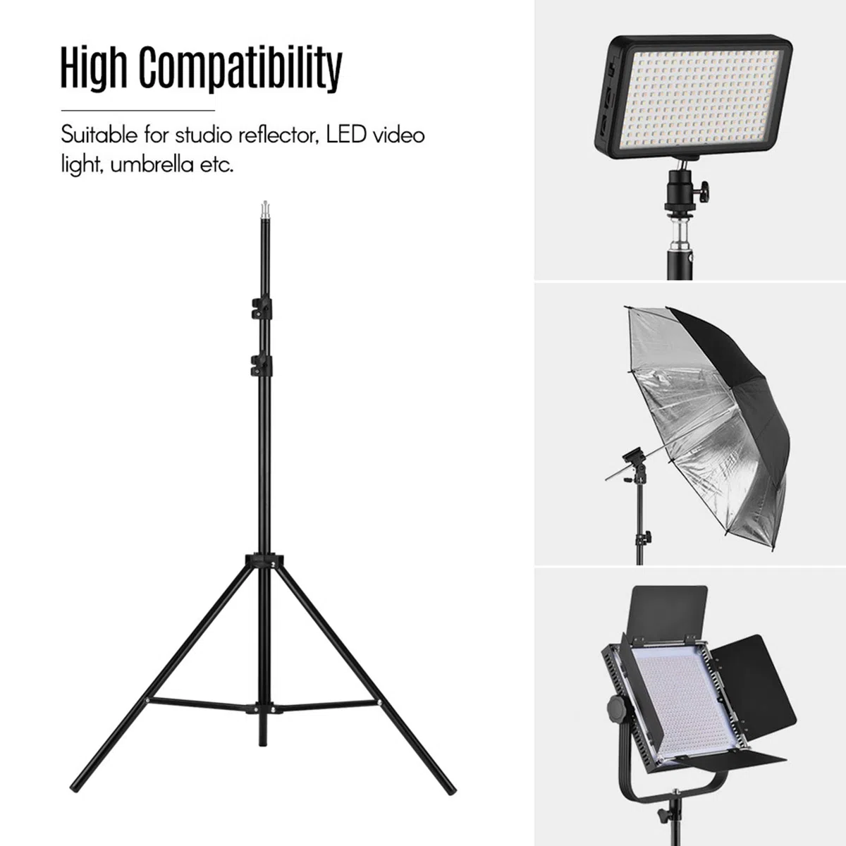 Statyw Light Stand, Regulowany Metalowy Stojak,. Wysokość 1,6 M/5,2 Stóp, śruba 1/4 Cala, do Fotografii LED Video Light Light Pierścień z Prętem Teleskopowym, Złożona długość
