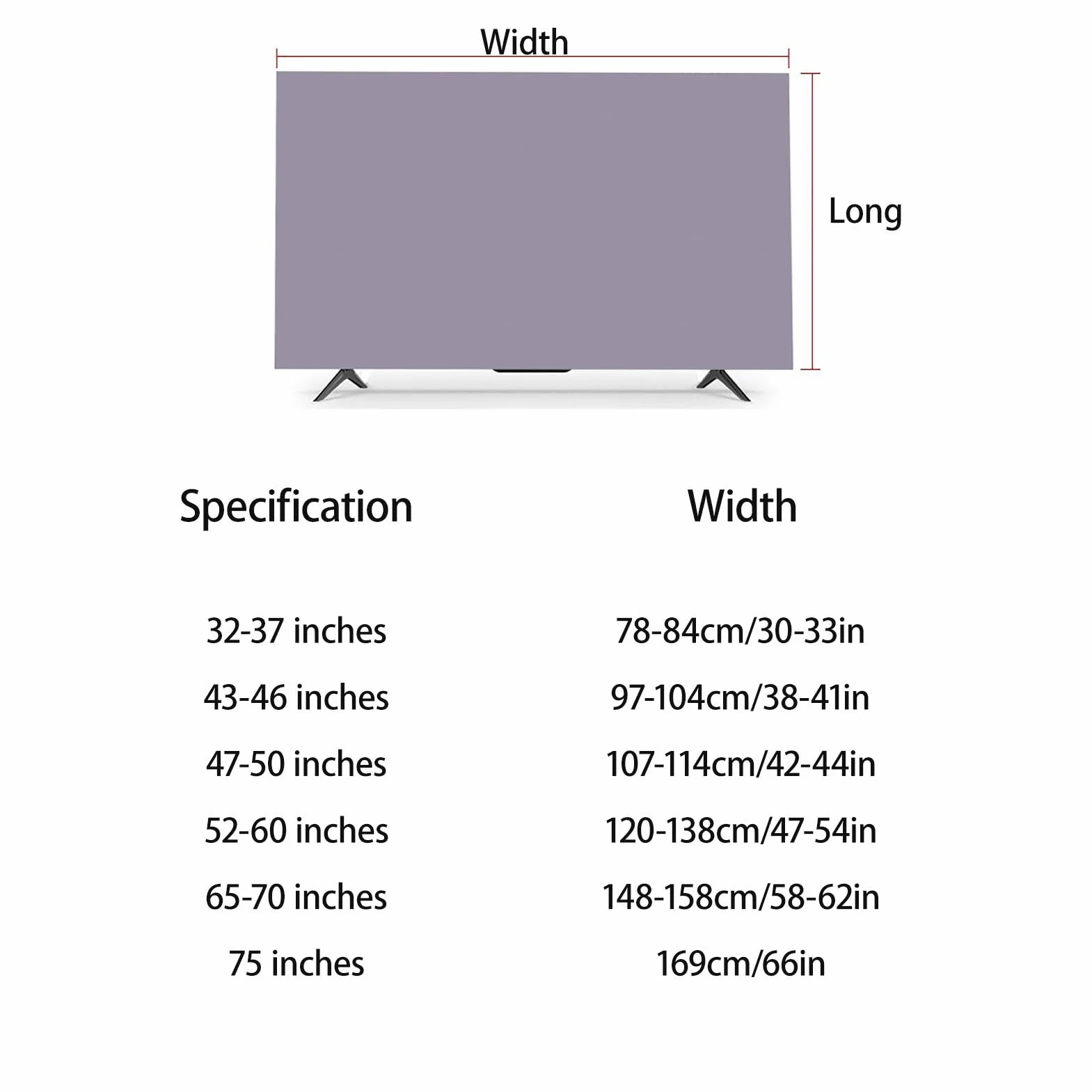 Elastyczna Tkanina Pokrowiec na Telewizor Wszystko W Cenie, Odpowiedni 32–75 Cali Pyłoszczelny, Czysty Kolor Prosty Dekoracja(Black,65-70 inches)