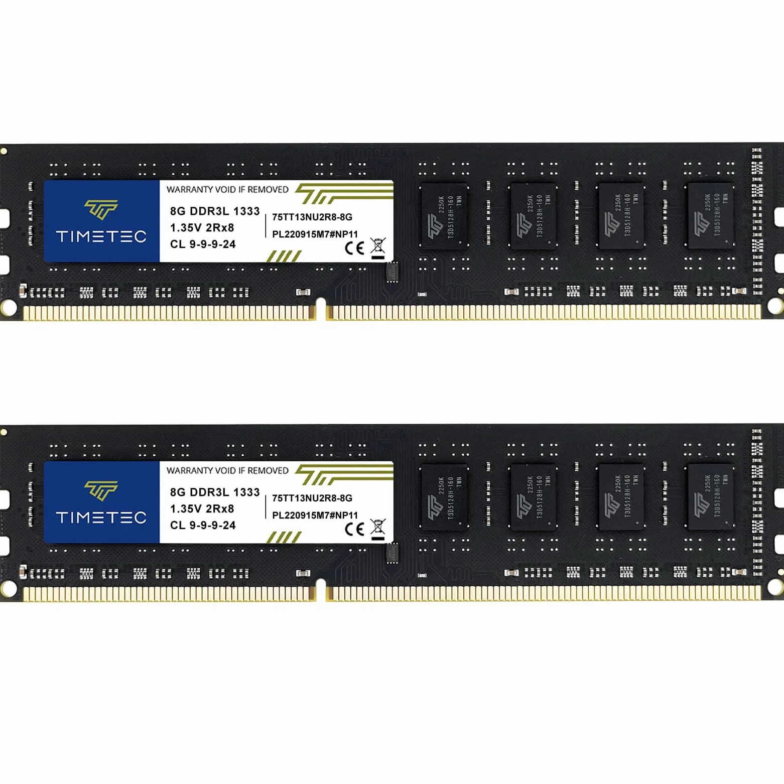 Timetec 16 GB (2x8 GB) DDR3 1333 MHz PC3-10600 Non-ECC, niebuforowany 1,35 V CL9 2Rx8 Podwójna ranga 240-pinowy UDIMM PC Komputer stacjonarny Pamięć RAM Moduł aktualizacji (16 GB ZESTAW (2x8 GB))