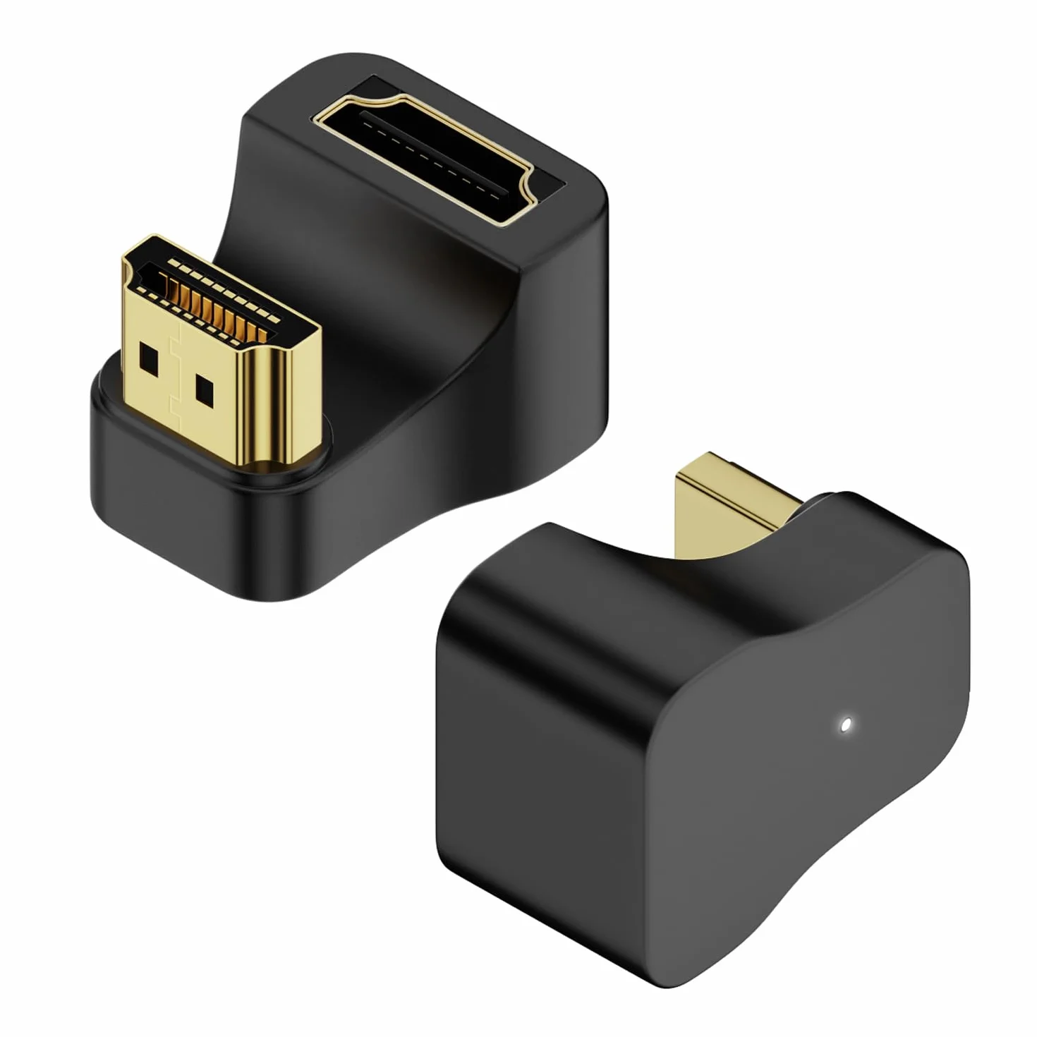 QIANRENON Adapter HDMI 2.1 w kształcie litery U Ultra HD 8K HDMI męski na żeński kąt 180° złącze złącza, 8K przy 60 Hz UHD2.1 3D, do monitora HDTV, projektora, laptopa, PC, 2 szt. (wsteczny)