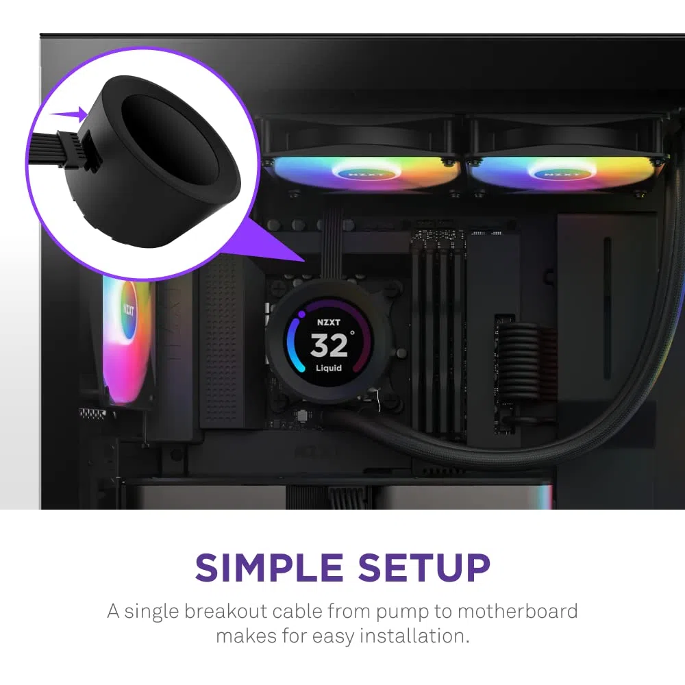 NZXT Kraken Elite 240 RGB - Chłodzenie AIO CPU 240mm, LCD - Czarny | Premium chłodzenie AIO RGB 240mm z konfigurowalnym LCD 2,36 cala. Szerokokątny ekran, wentylatory RGB Core, kontrola CAM.