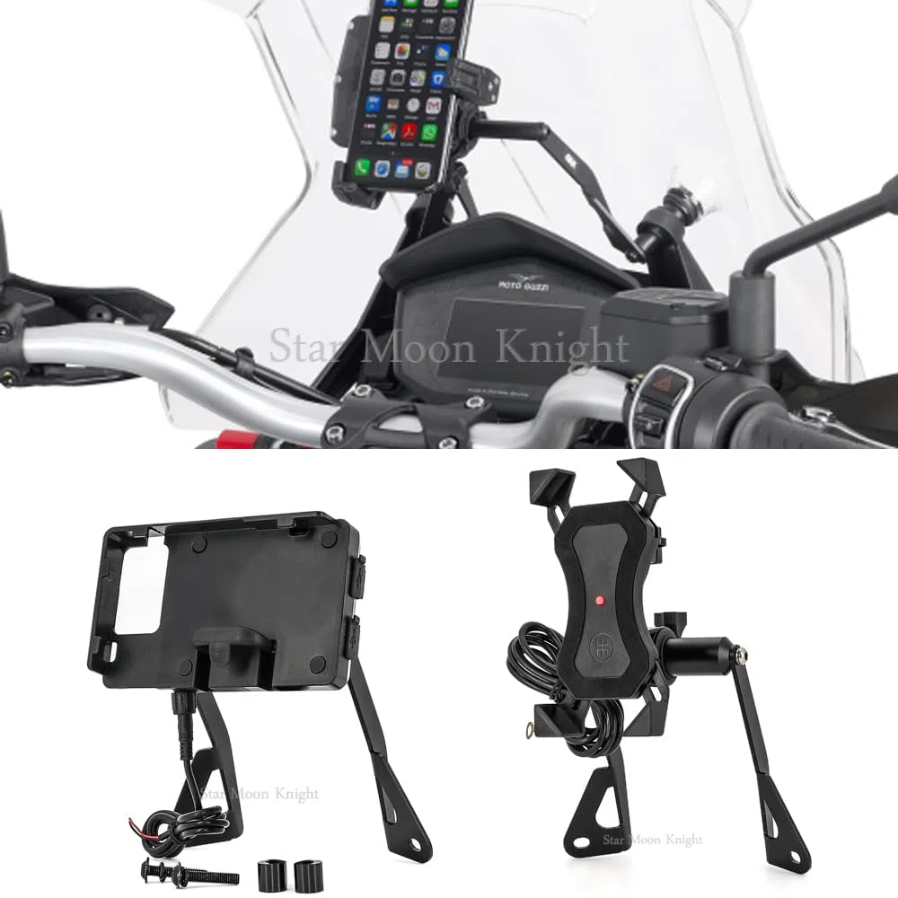 Motocyklowy uchwyt nawigacyjny GPS Stojak na telefon pasujący do GUZZI V85 TT V85TT 2019-2020, obsługuje telefon GPS, uchwyt na nawigację motocyklową, uchwyt na telefon komórkowy(USB charging A)