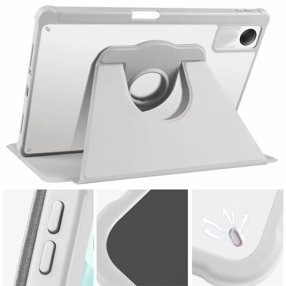Generic etui kompatybilne z Xiaomi Redmi Pad 2 (kolor: Greyselected) inteligentne etui obrotowy stojak skórzany silikonowy twardy pokrowiec