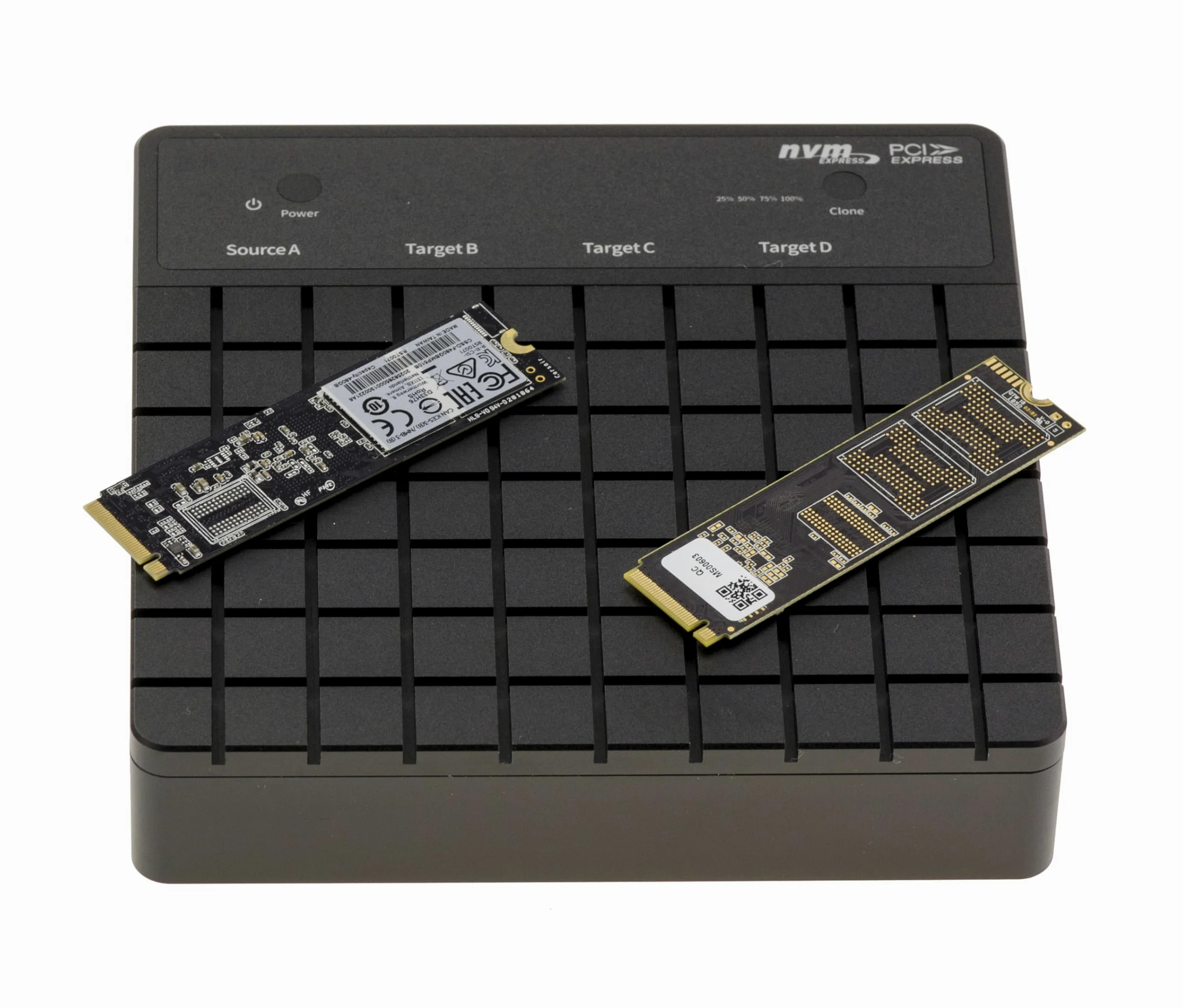 KALEA-INFORMATIQUE Aluminiowa obudowa USB4 Thunderbolt 40G na 4 dyski M2 NGFF NVMe SSD z funkcją klonowania offline. z wymuszoną wentylacją i zewnętrznym zasilaniem.