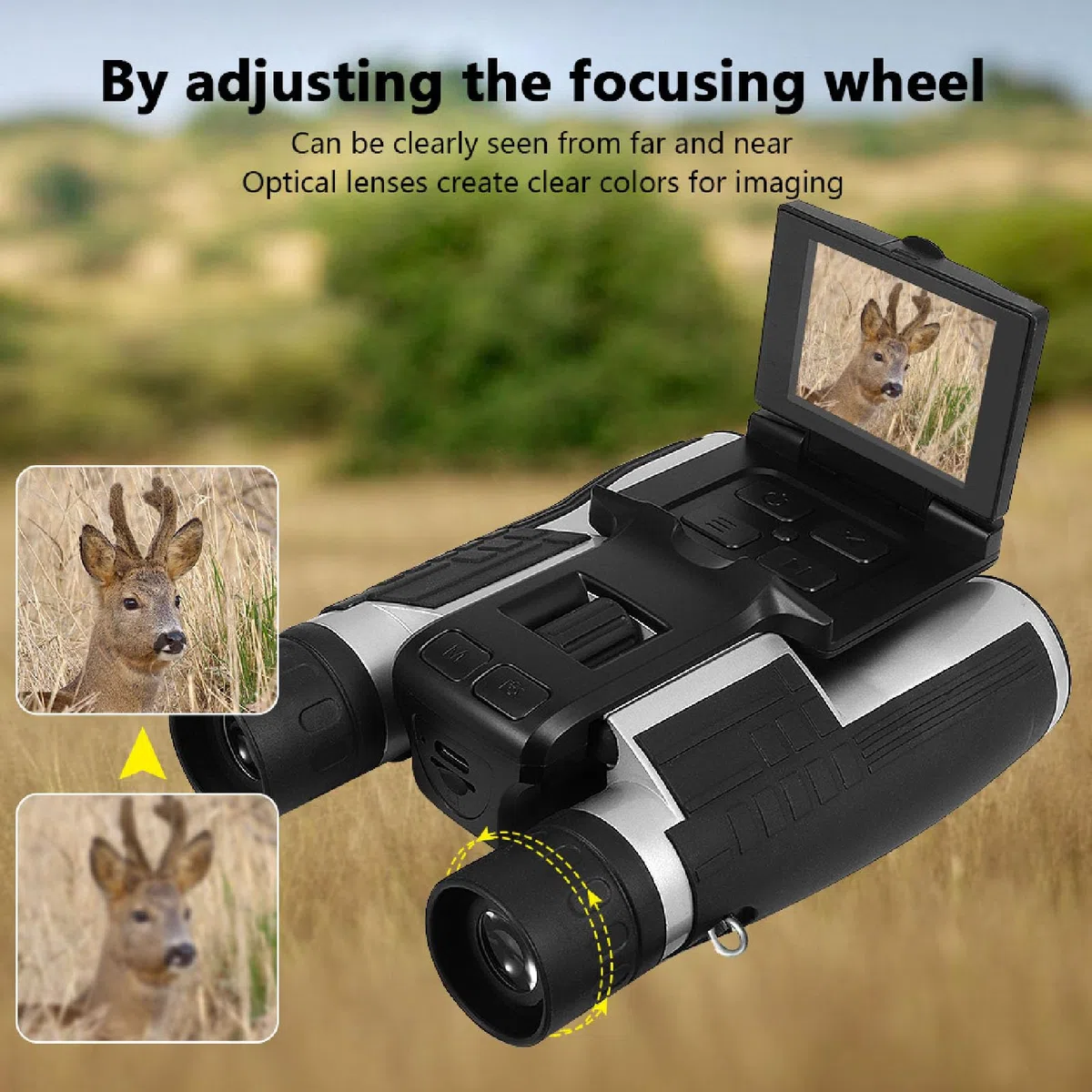 Cuifati Lornetka 12x32 z wbudowaną kamerą, 2,4-calowy Wyświetlacz 8X Zoom 2.5K 48MP Video Photo Recorder Lornetka do Obserwacji Ptaków Hunt Outdoor Adventures