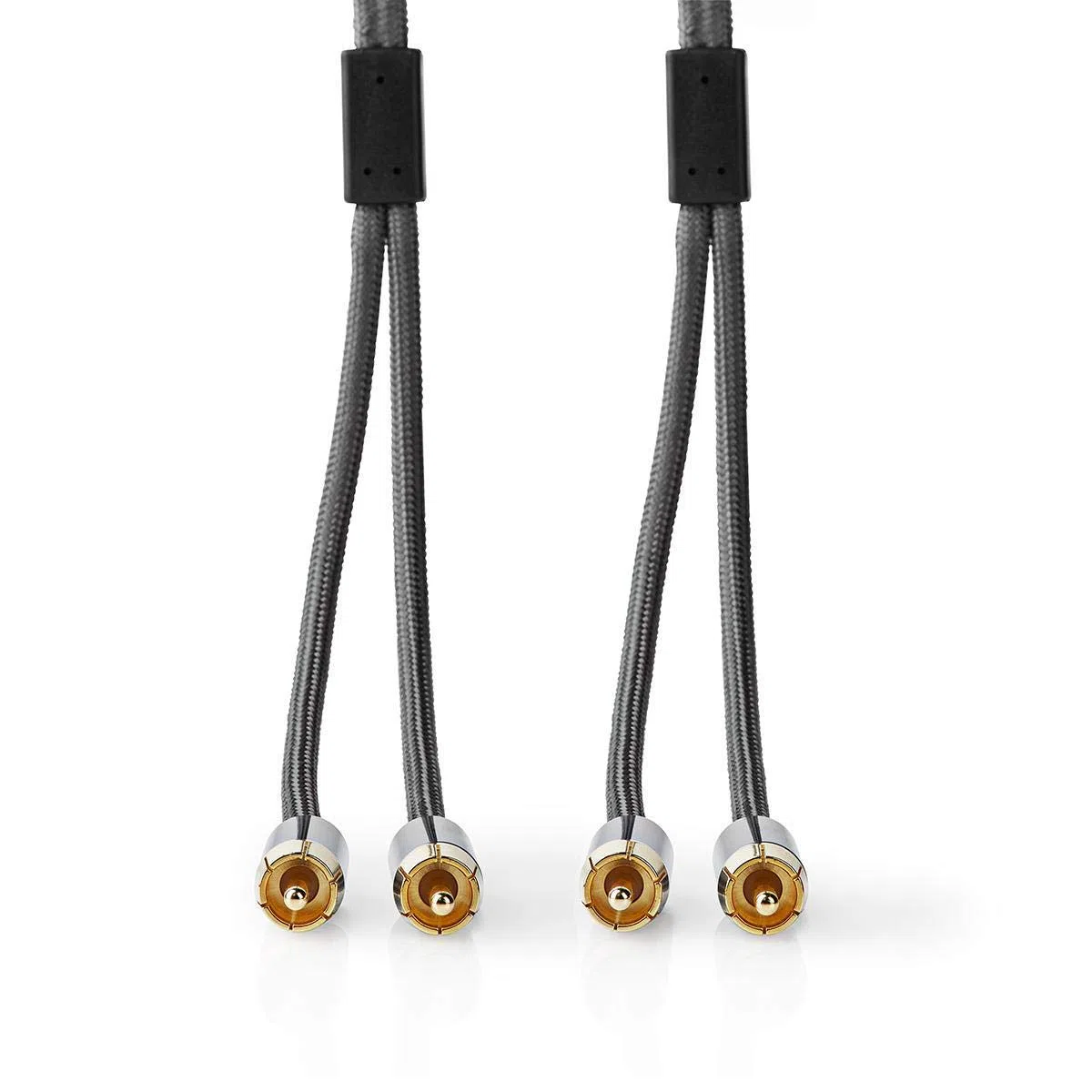 Nedis - Kabel audio stereo - wtyk RCA - pozłacany - 2 m - okrągły - antracyt/szary