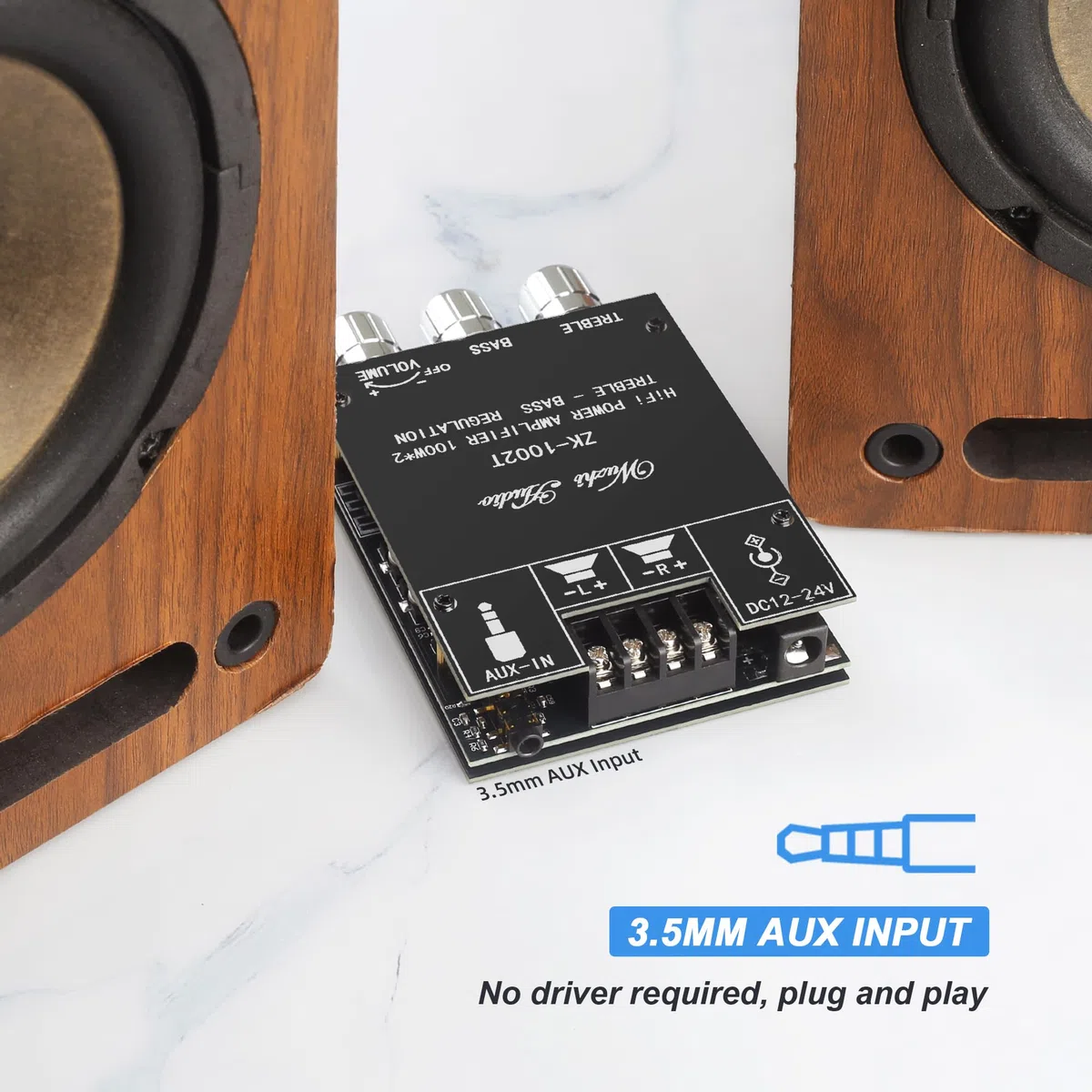 Odbiornik audio stereo Bluetooth 5.0, płyta wzmacniacza z regulacją tonów wysokich i basowych, 2-kanałowy mini bezprzewodowy moduł wzmacniacza cyfrowego o dużej mocy do domowych głośników pasywnych