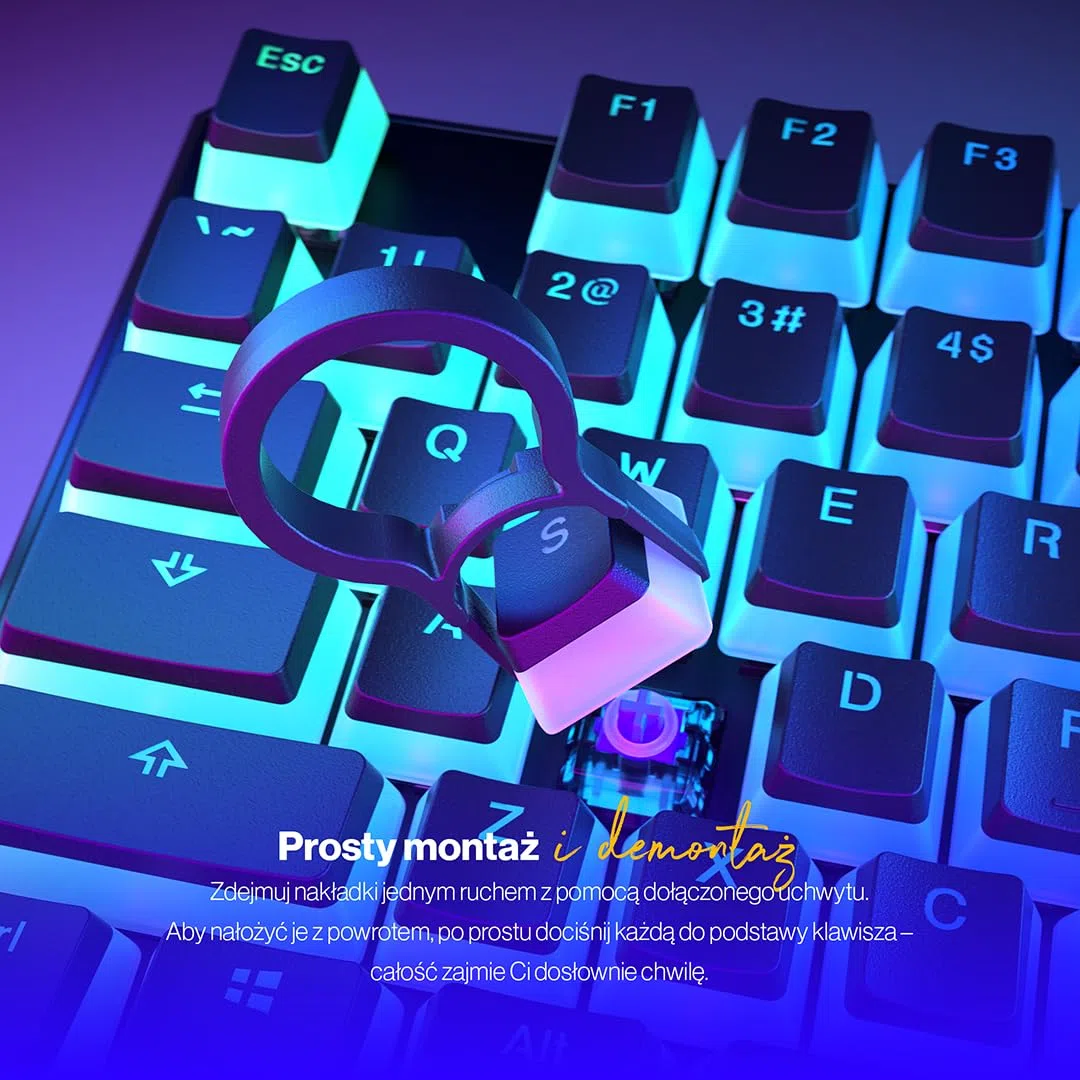 ENDORFY PBT Pudding Keycaps, zestaw 104 klawiszy, wyraźna czcionka, trwały i nieścieralny materiał PBT, układ US ANSI | EY0E002