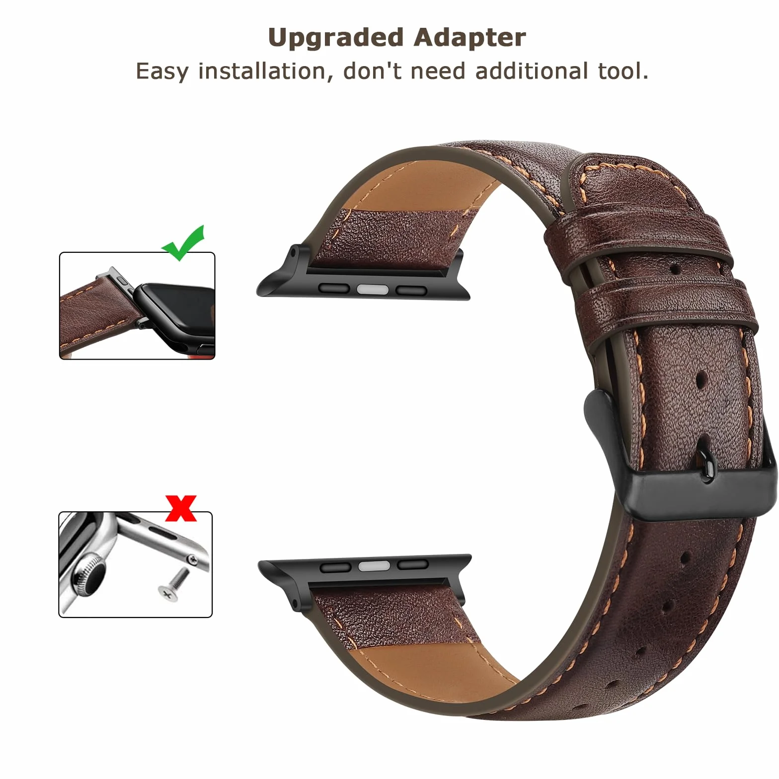 Tasikar Bransoleta kompatybilna z Apple Watch 49 mm 46 mm 45 mm 44 mm 42 mm 41mm 40mm 38mm - Prawdziwa skóra - Wymienny pasek kompatybilny z Apple Watch Ultra Series 10 9 8 7 SE 6 5 4 3 2 1