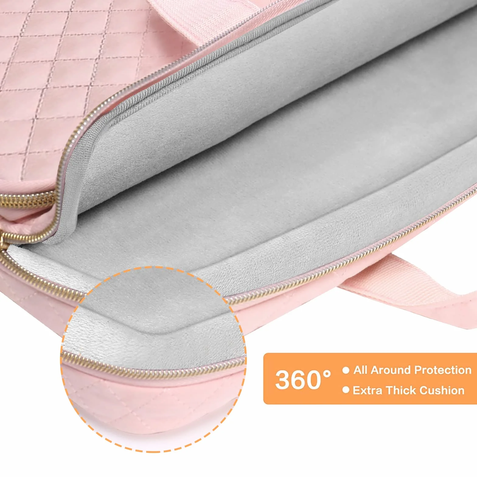 MOSISO Ochronny pokrowiec na laptopa 360, kompatybilny z MacBook Air 33.0 cm M3 M2 M1 2024-2018/Pro 13 M2 M1 2024-2016, Surface Pro 8/7/6/X/5/4/3, kwadratowa pikowana torba z 2 kieszeniami, uchwytem i