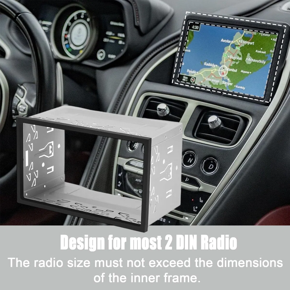 Radio samochodowe rama montażowa, 2 DIN, podwójna metalowa rama, mocowanie radia samochodowego z akcesoriami montażowymi, podwójna rama montażowa DIN do radia samochodowego VW Double DIN, radio