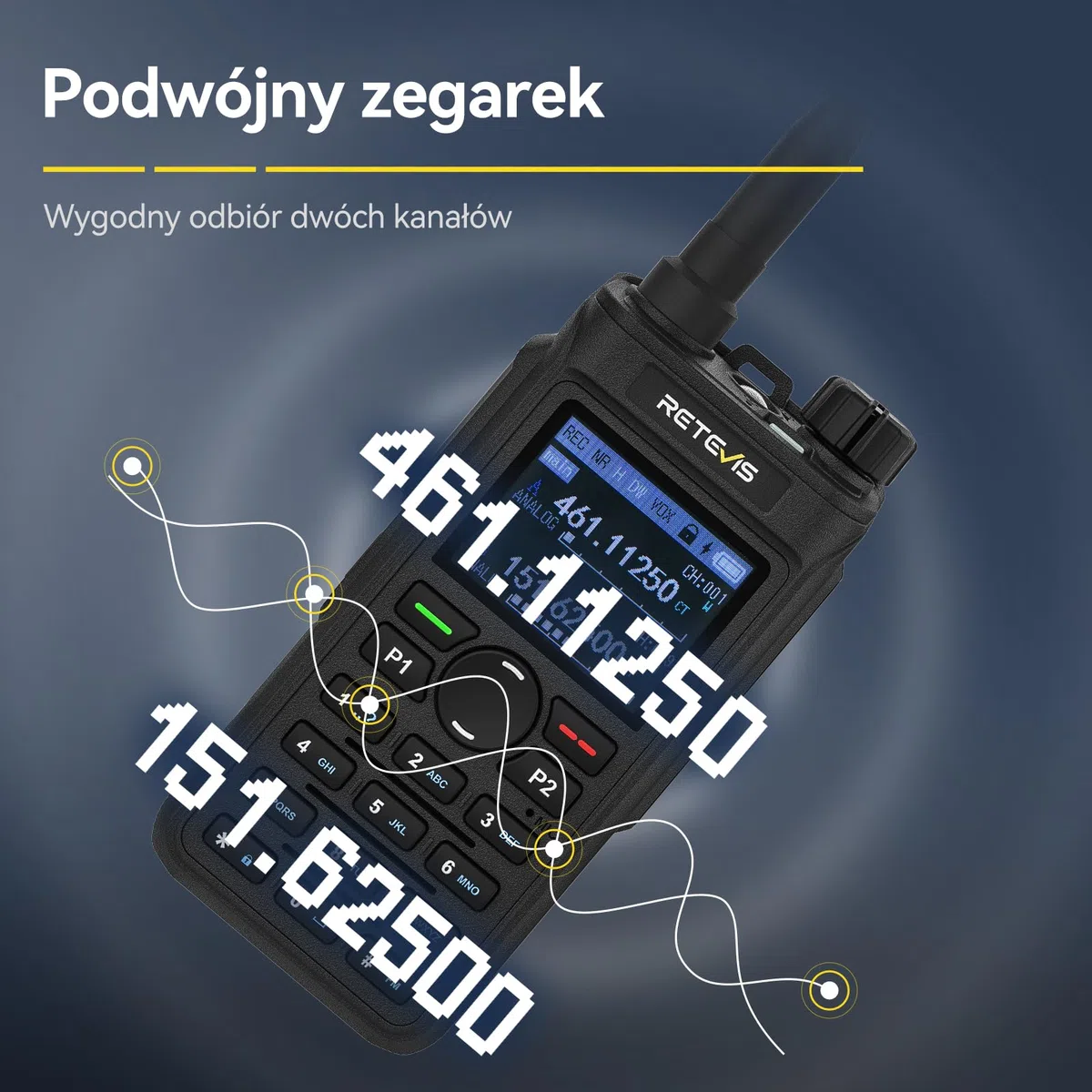 Retevis C62 Przenośne Radio, Akumulatorowe Ham Radio, Walkie-talkie o Dużym Zasięgu, 2000mAh, do Restauracji, Hoteli, Supermarketów (opakowanie 1 szt)