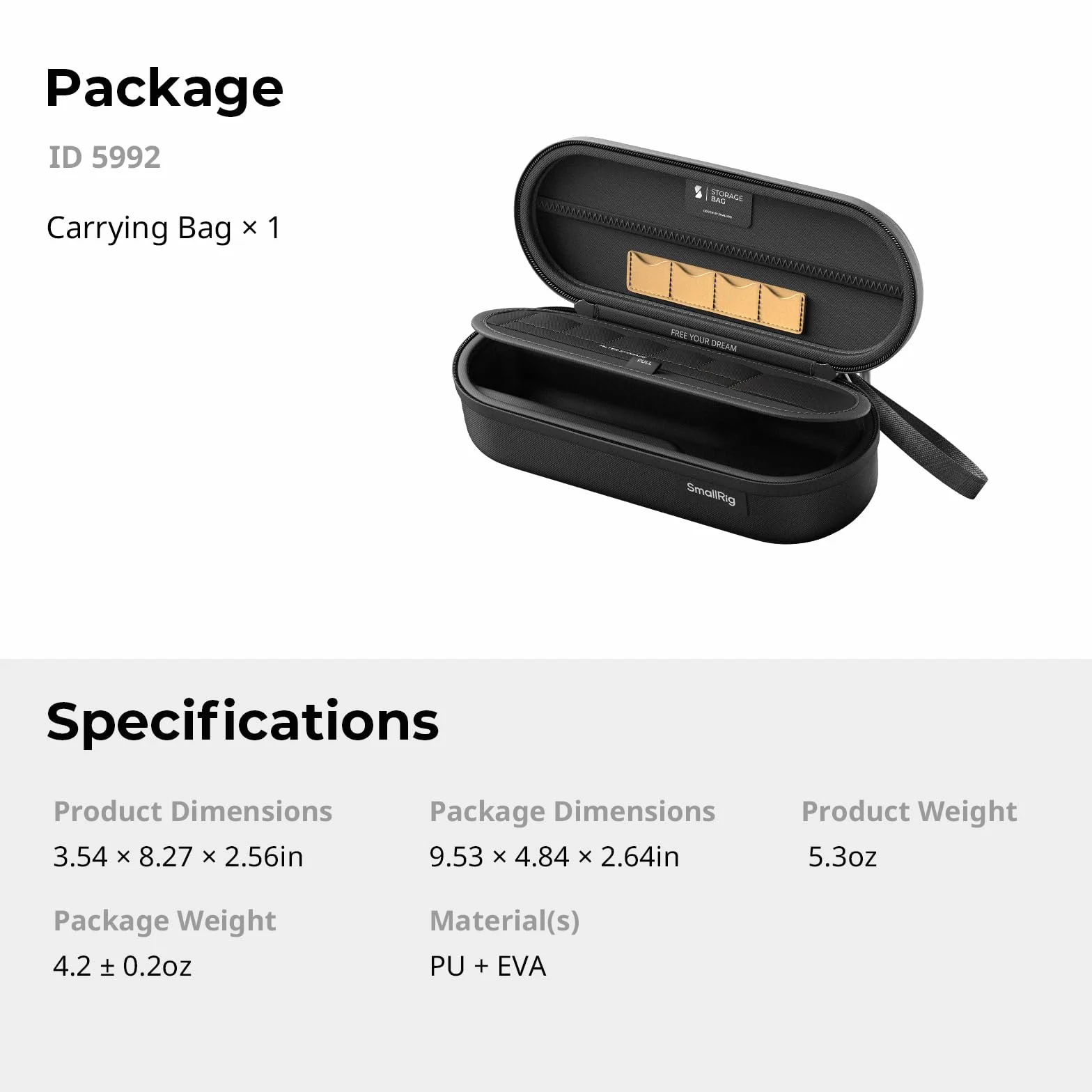SMALLRIG Torba Transportowa do DJI Pocket 4/3, Odporna na Zalanie, Uderzenia, Pomieści Karty SD, Filtry, Kable - 5992