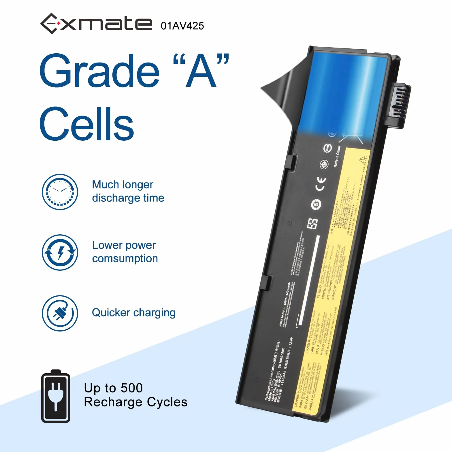 Exmate bateria do Lenovo ThinkPad A475 A485 TP25 P51S P52S T470 T480 T570 T580 10,8 V 4400 mah