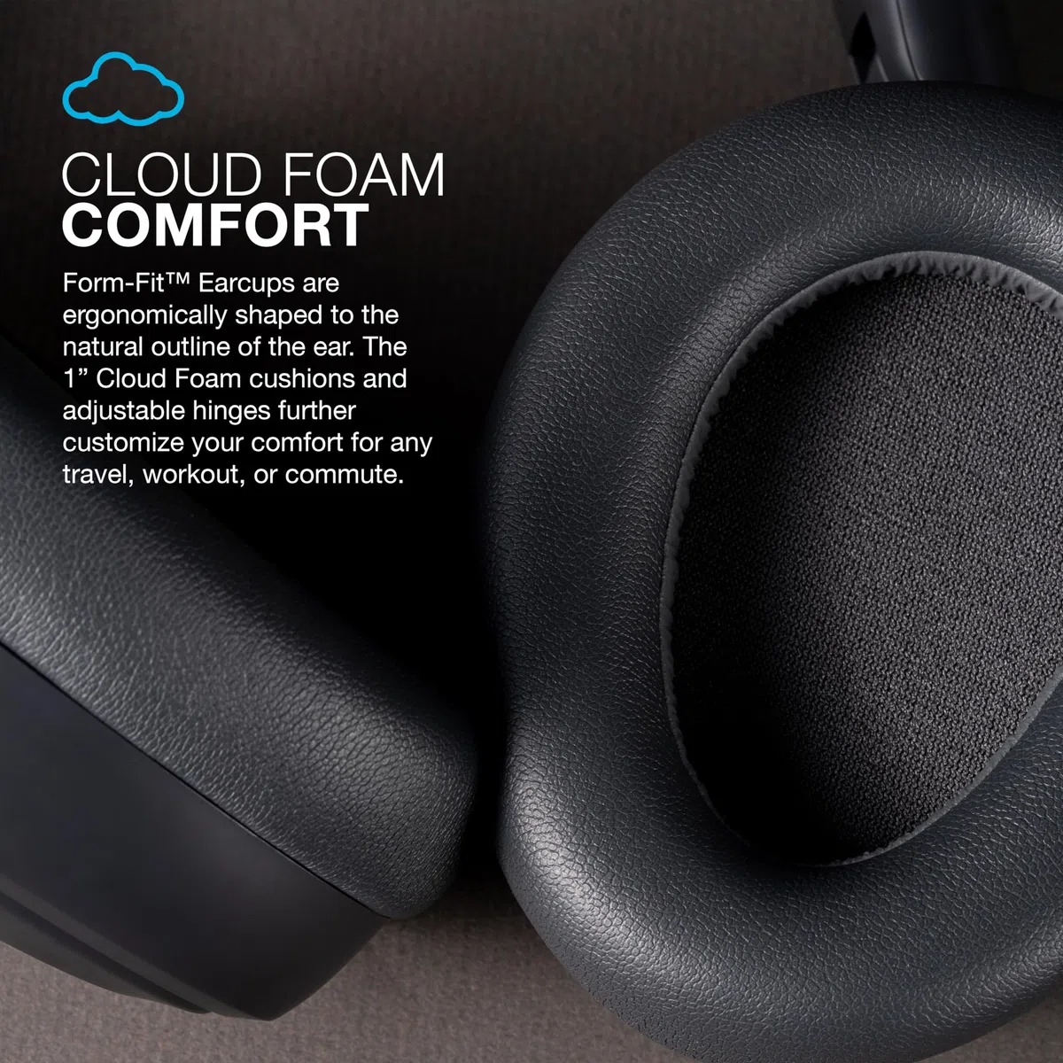 JBuds LUX ANC Słuchawki Wokółuszne z ANC, Bezprzewodowe z Mikrofonem, 70+ H Odtwarzania, Składane Bluetooth z Wielopunktowym i Konfigurowalnym Dźwiękiem, Grafit