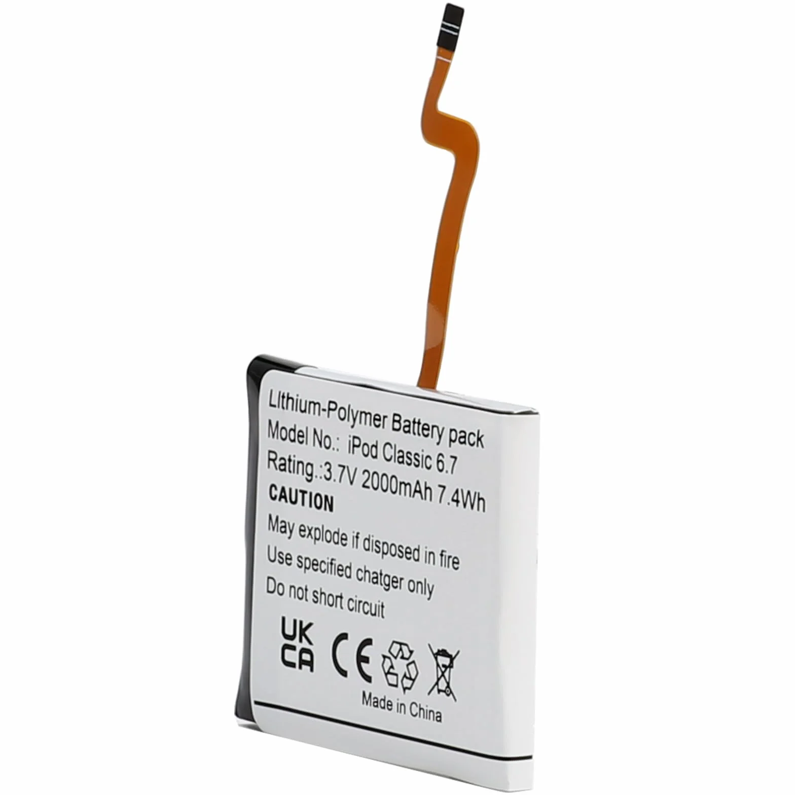 Bateria litowo-polimerowa kompatybilna z iPod Classic 6.7, 3,7V 3000mAh 7,4Wh